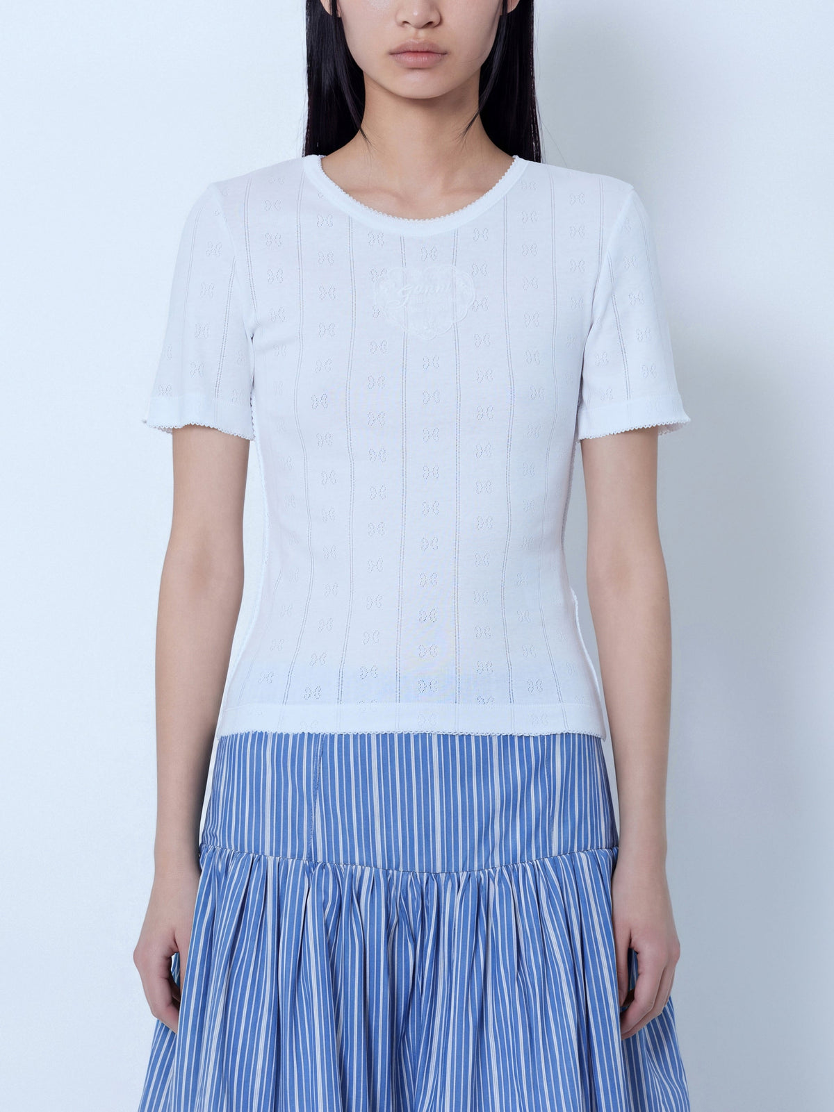 Compact pointelle rib tee