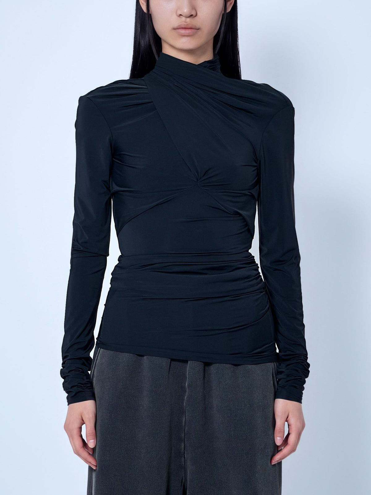 Gres draped high-neck top