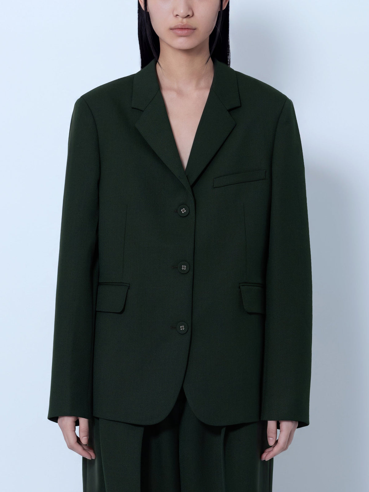 Single wool twill blazer