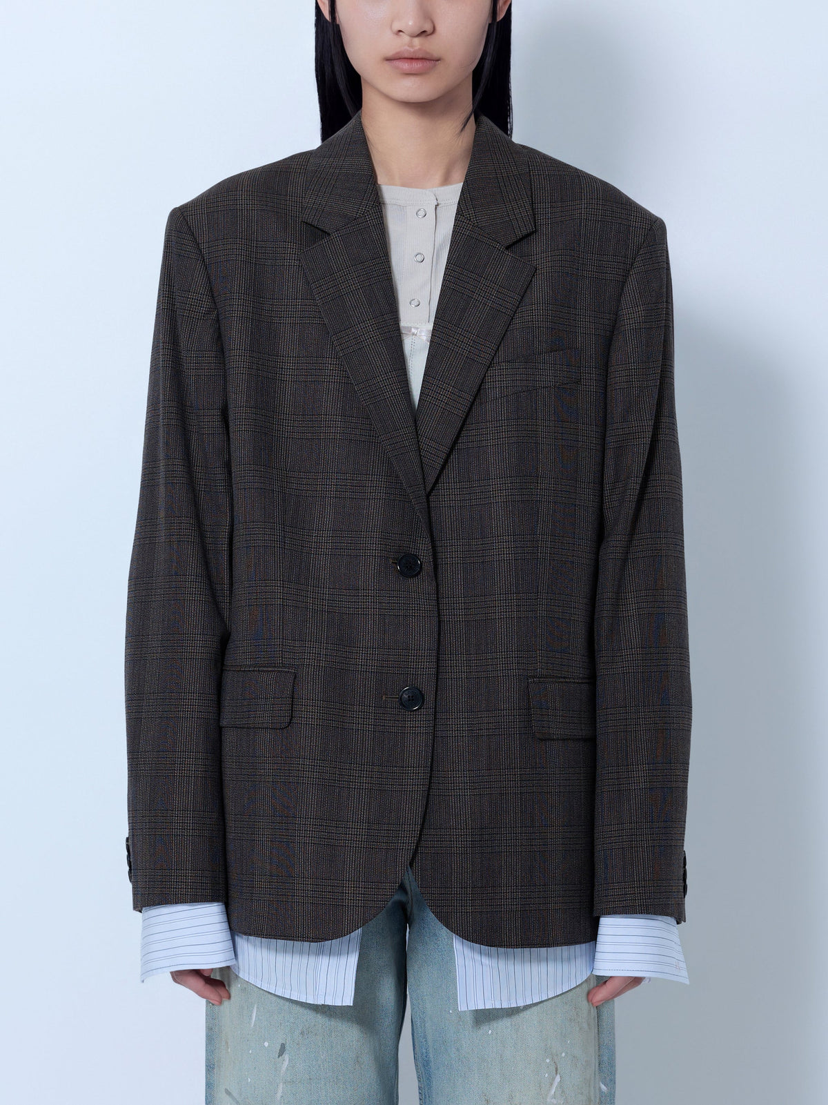 Checked wool blazer
