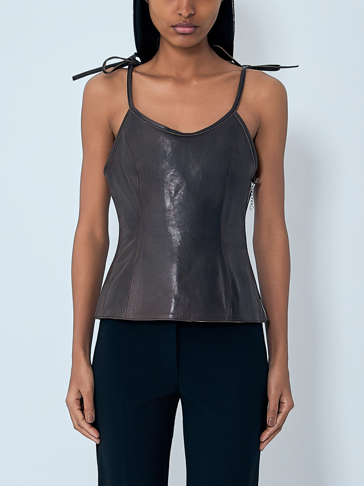 String leather tank top