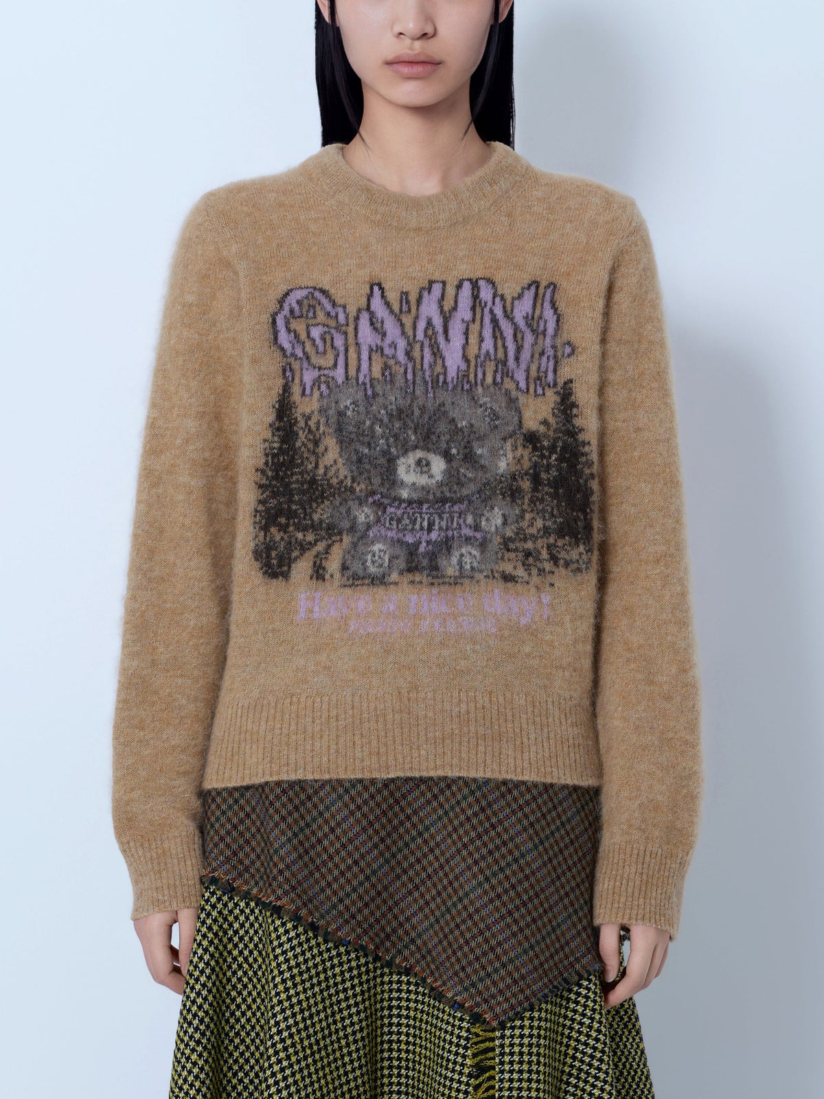 Brushed alpaca teddy sweater