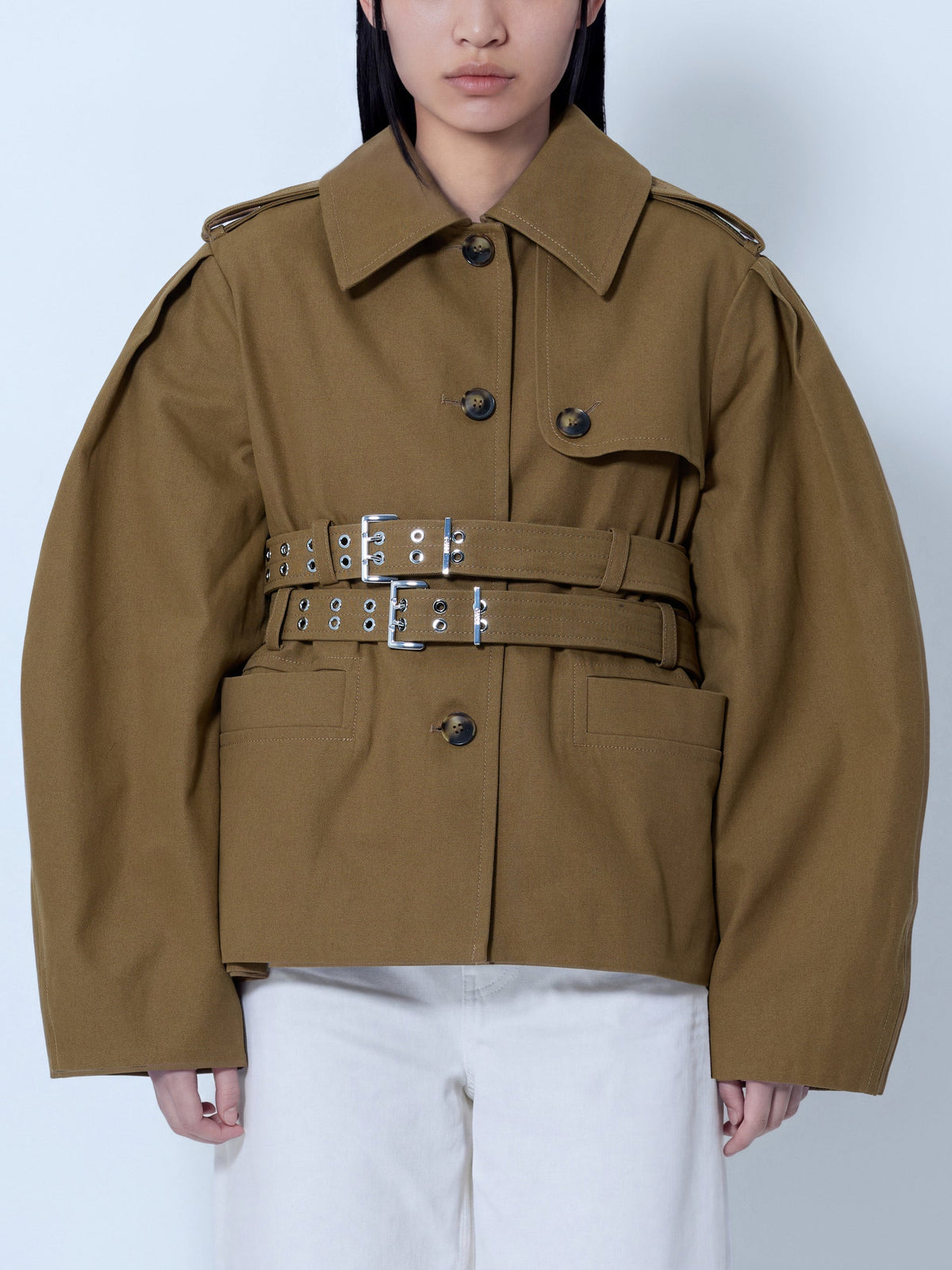 Workwear canvas short peplum jacket