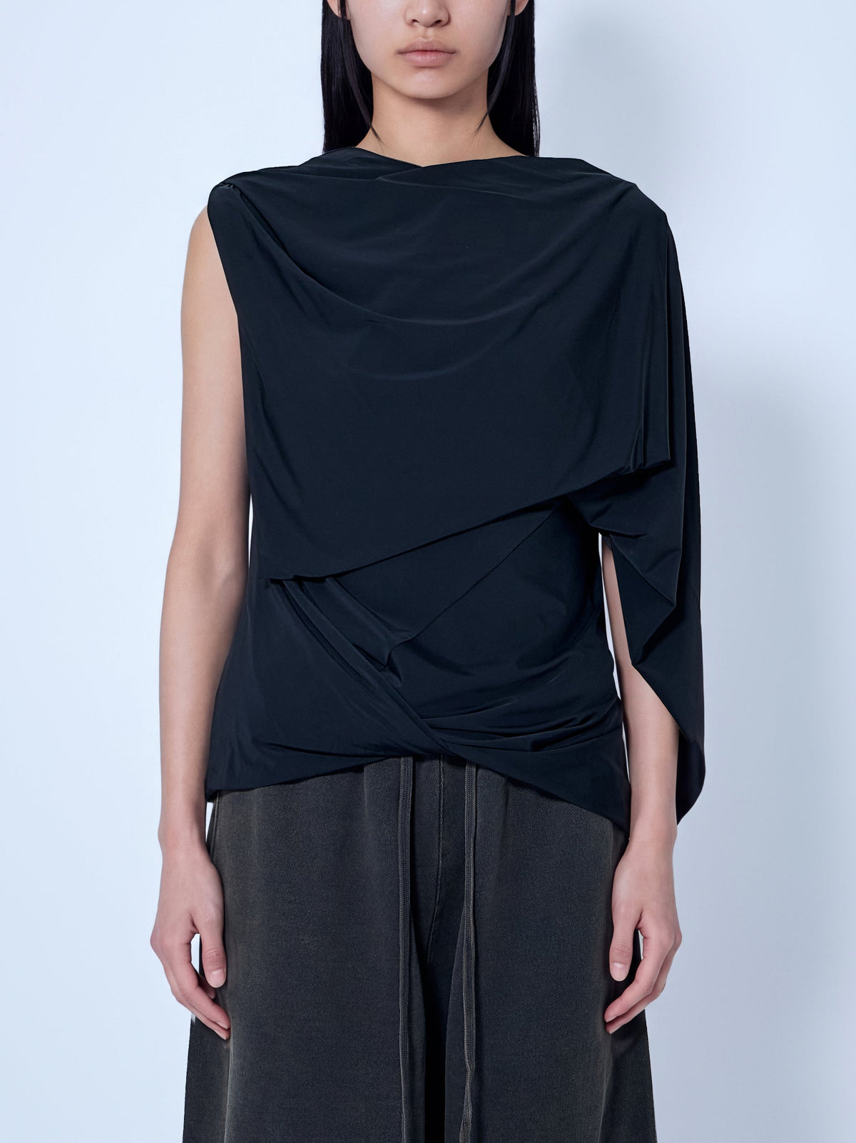 Lycra side drape top