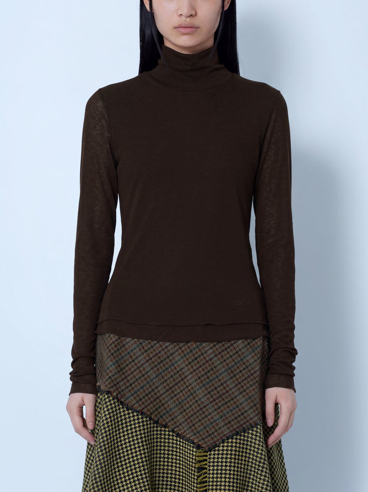 Marl mesh turtleneck