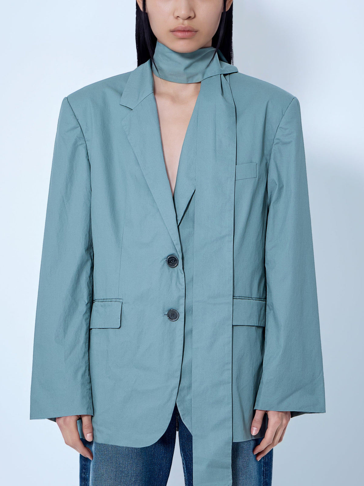 Suit jacket with scarf