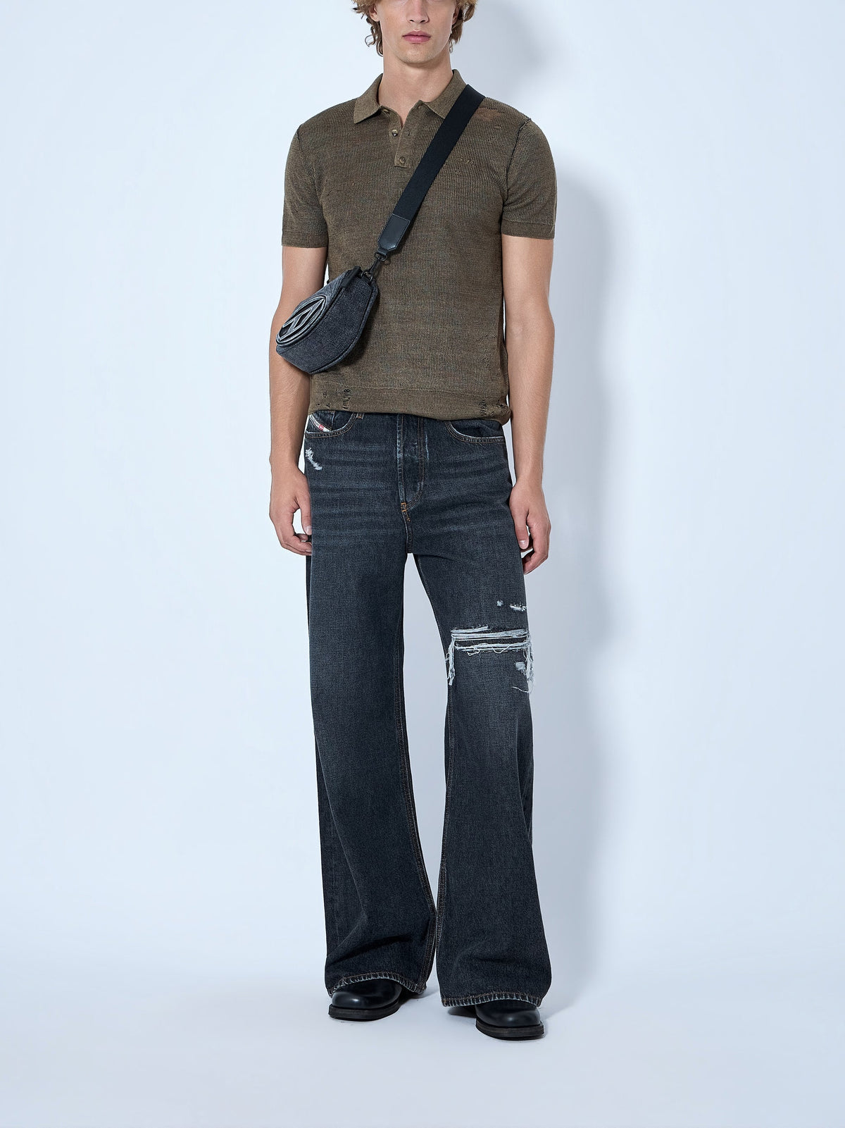 D-rise wide leg jeans