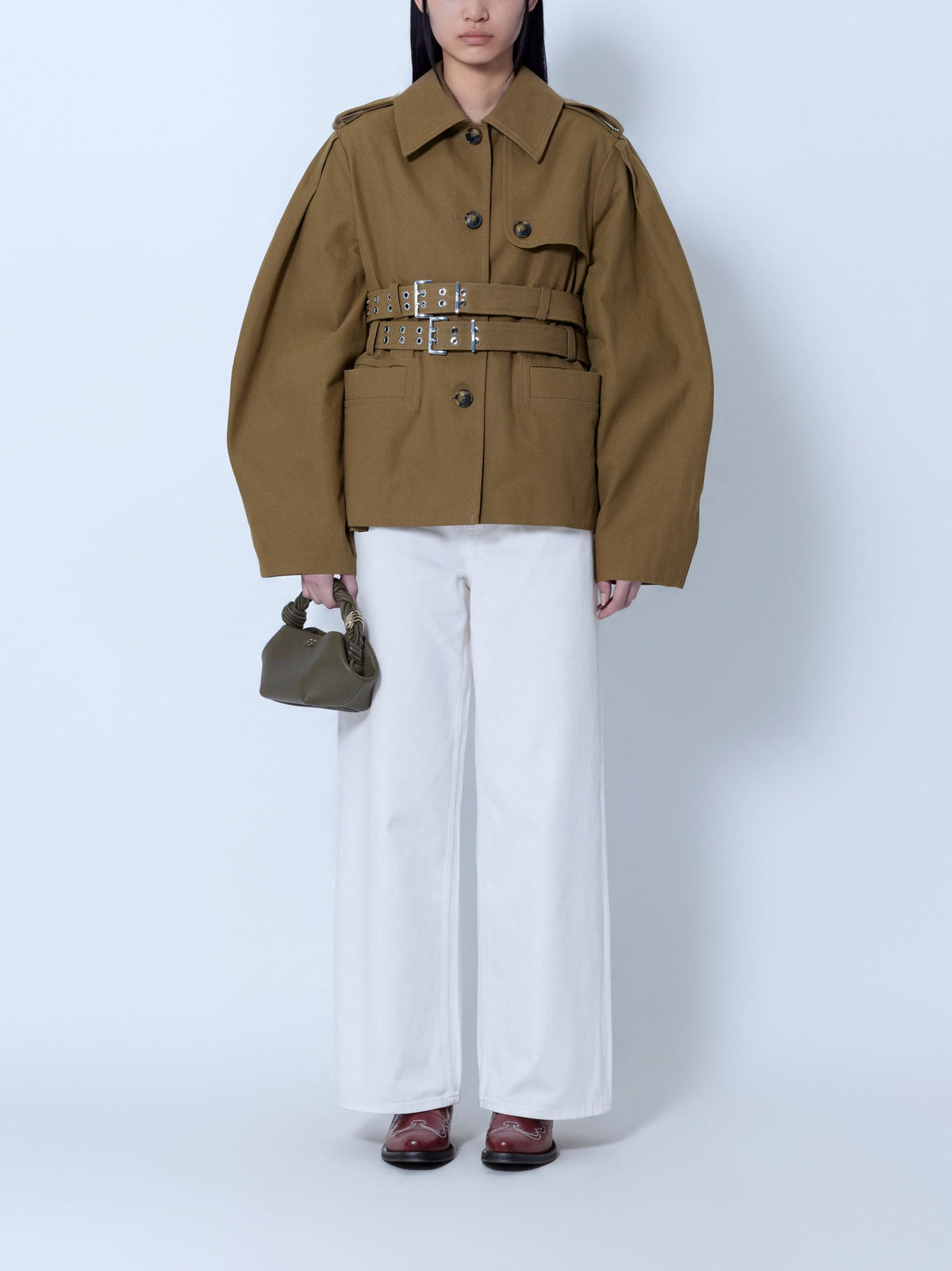 Workwear canvas short peplum jacket