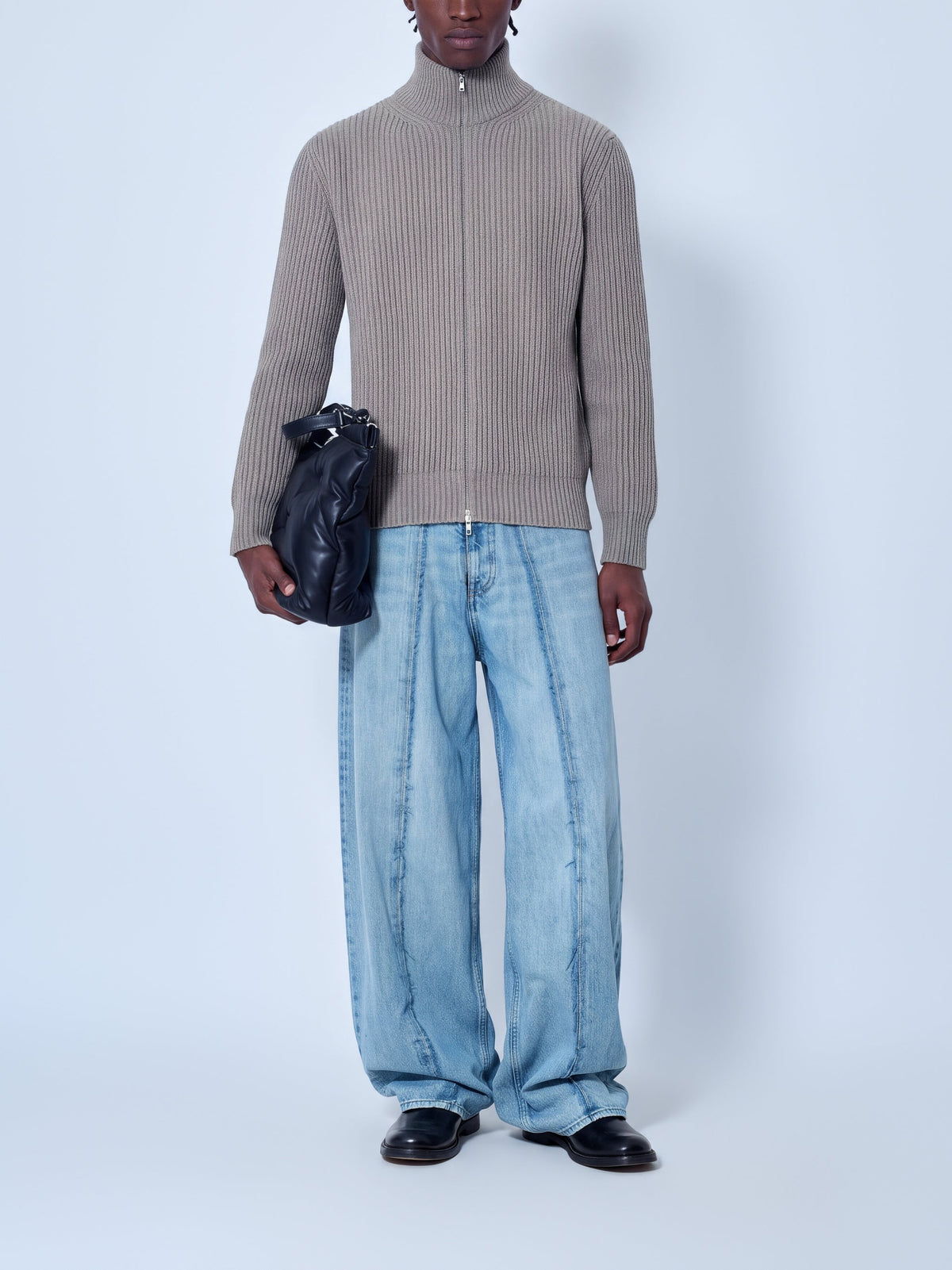 Ribbed zip-up sweater