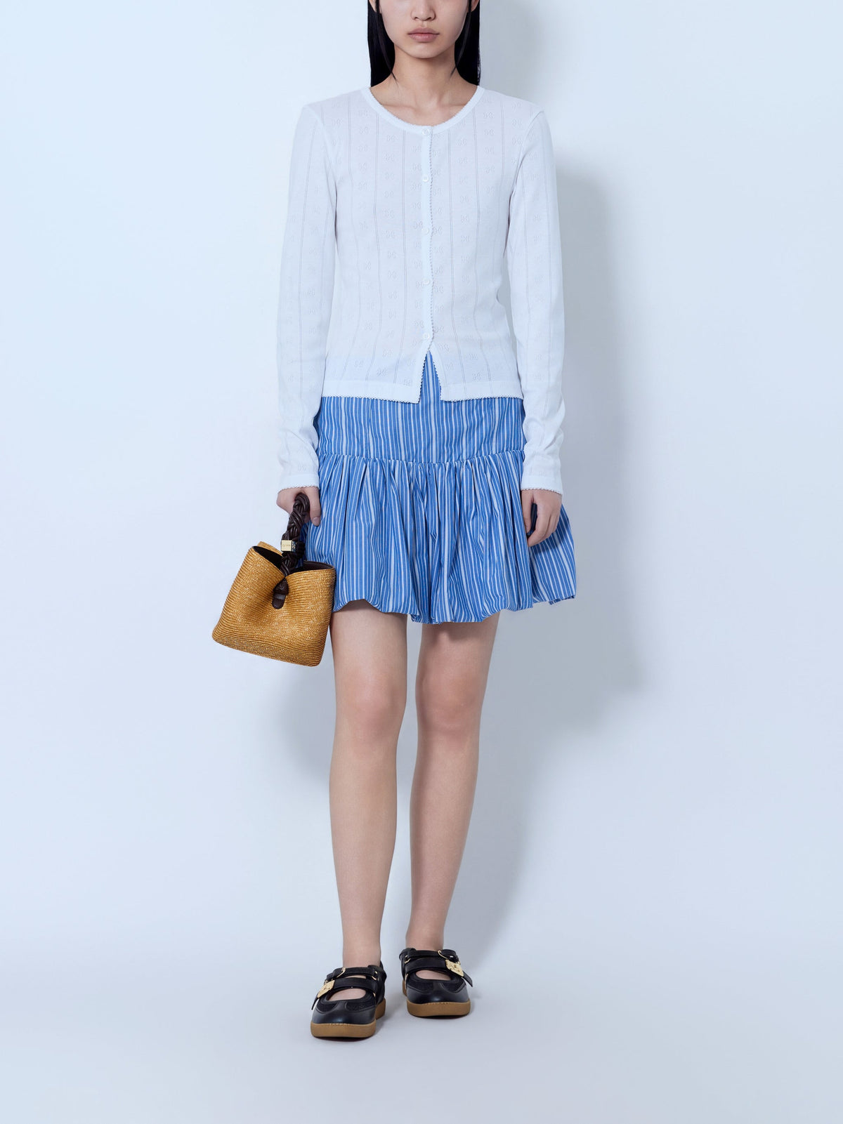 Compact pointelle rib jersey top