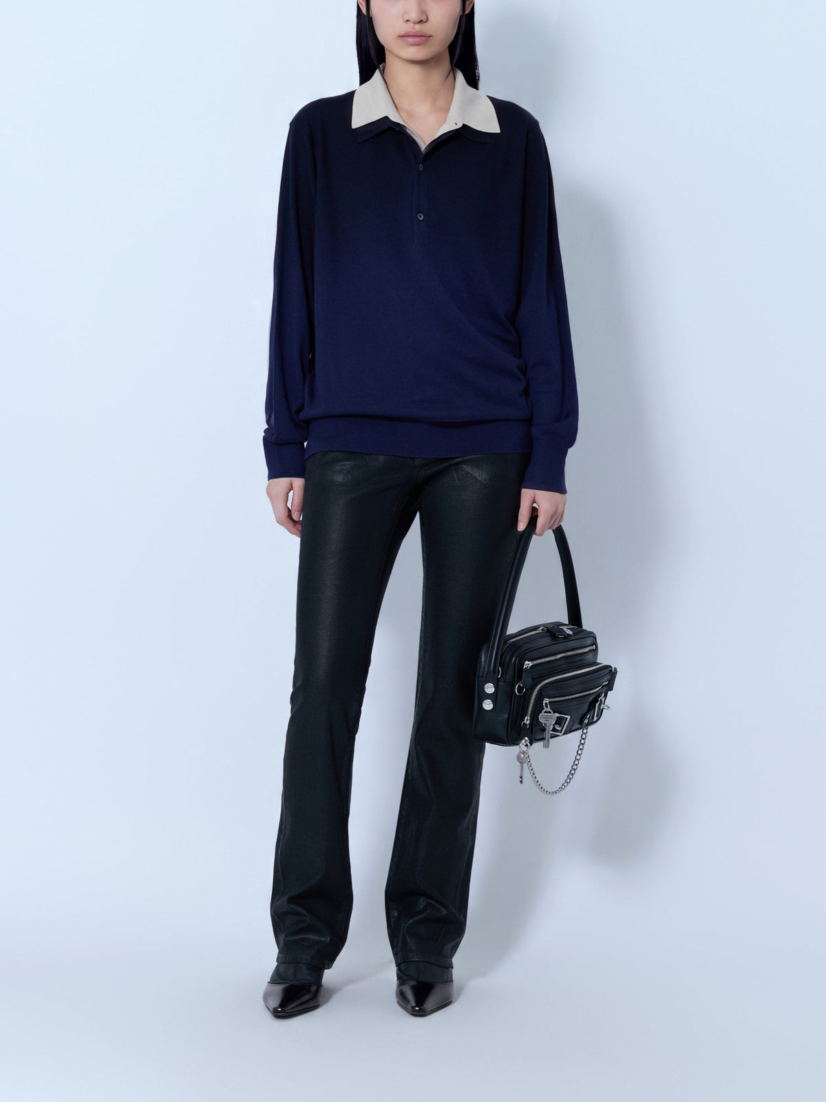 Silk blend polo knit