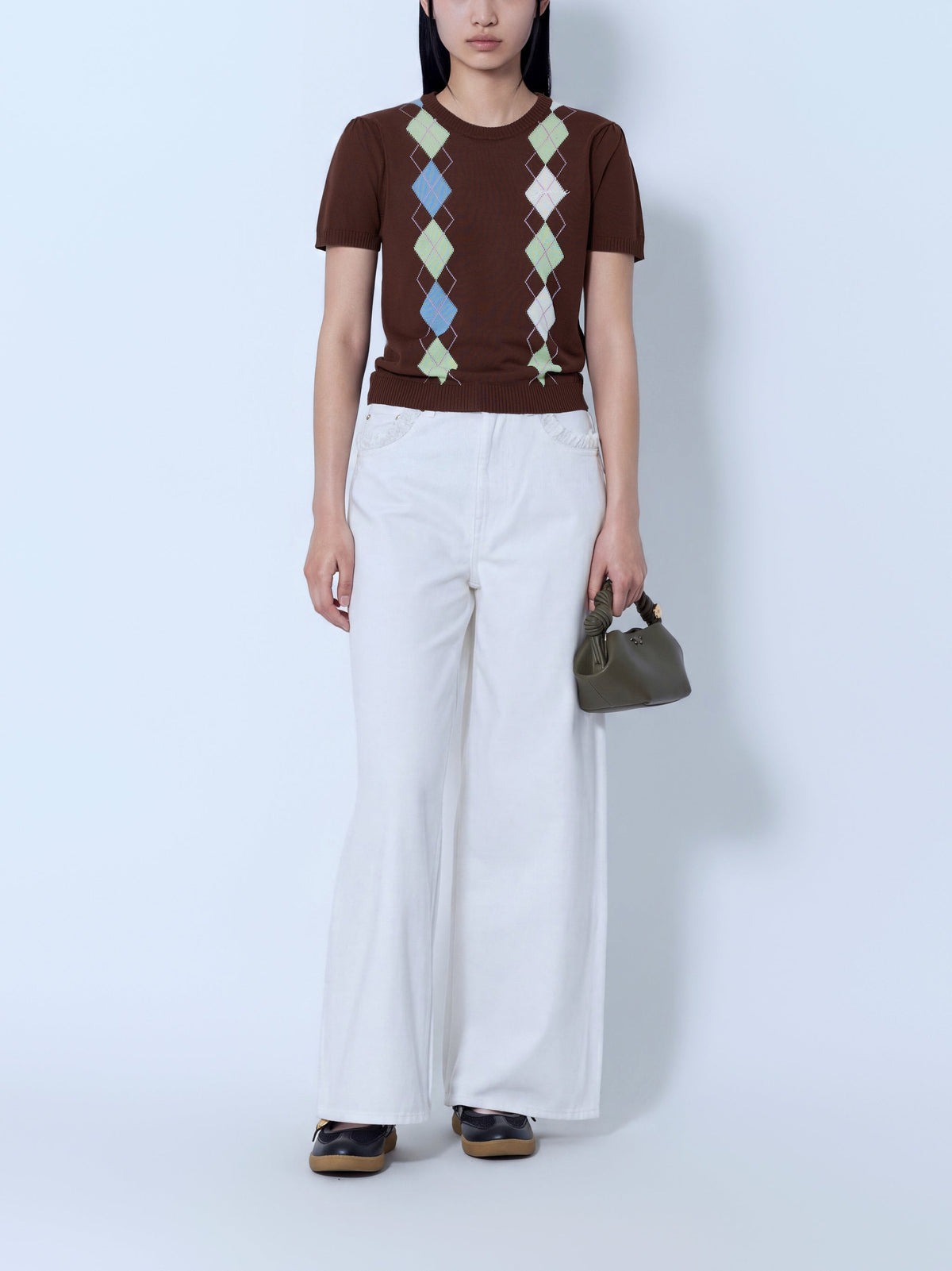 Light cotton argyle t-shirt