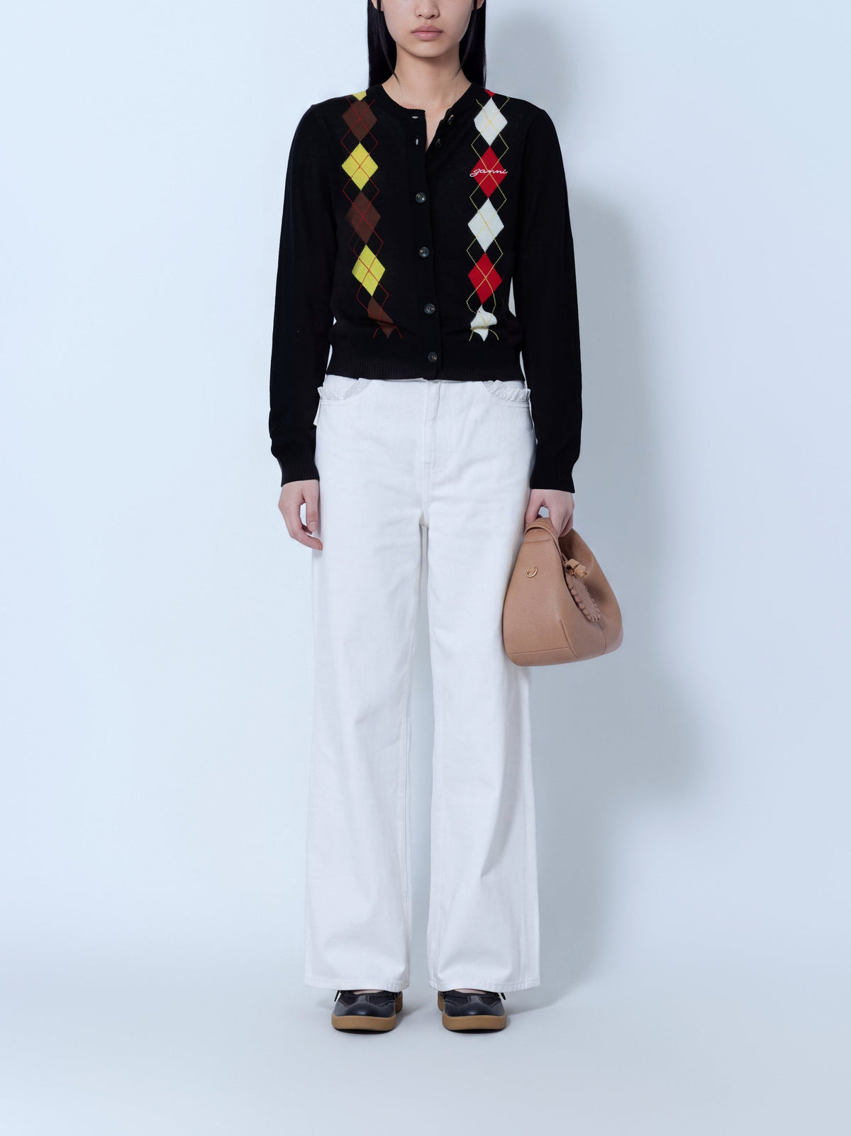 Light cotton argyle cardigan