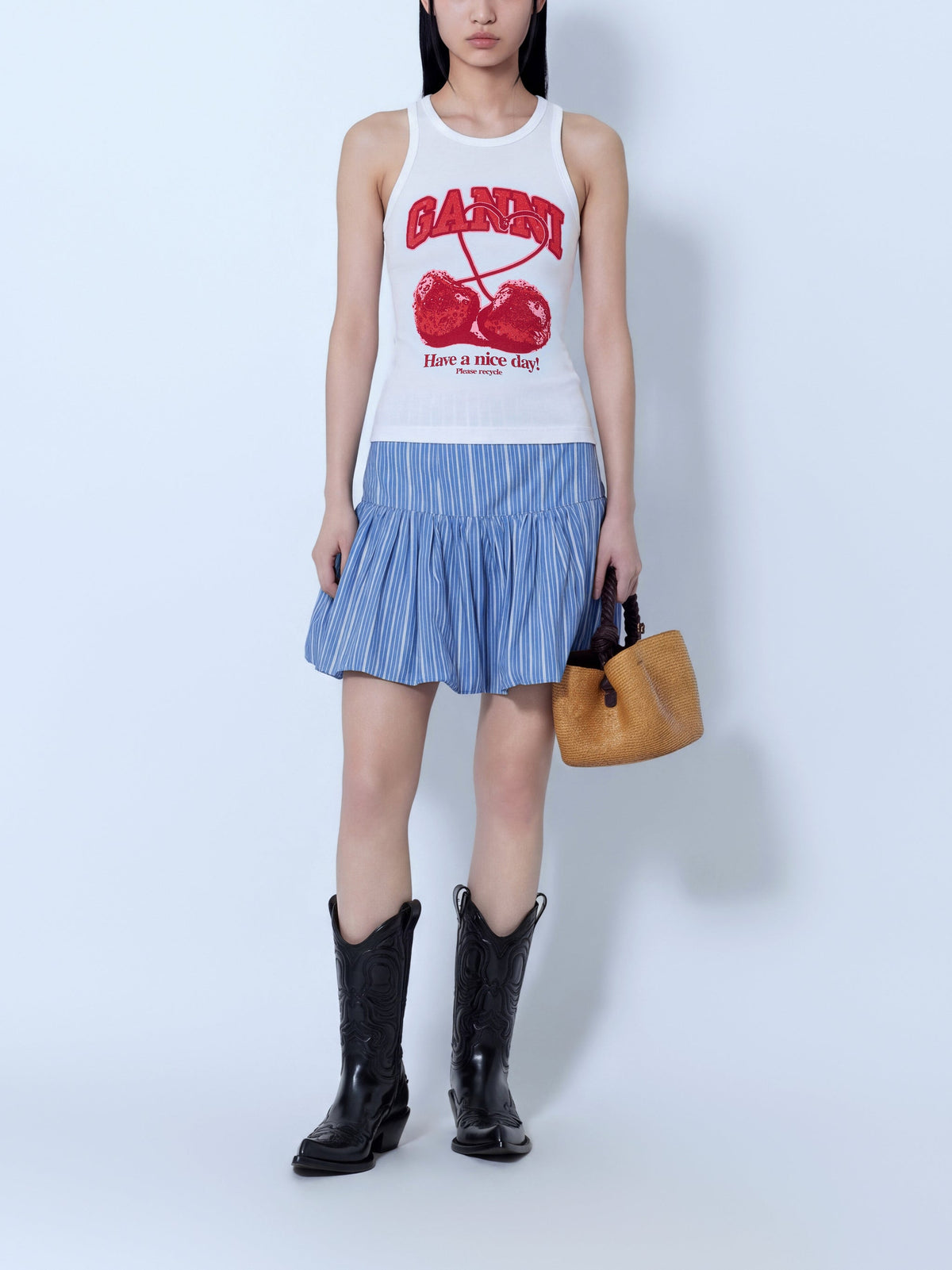 Compact rib jersey tank top