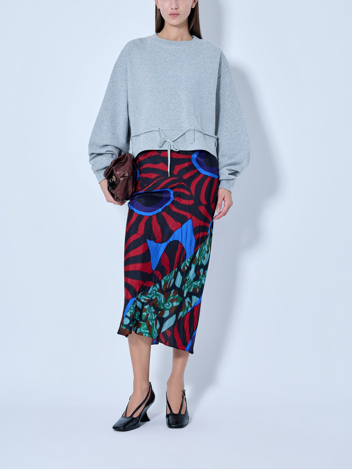 Abstract pattern midi skirt