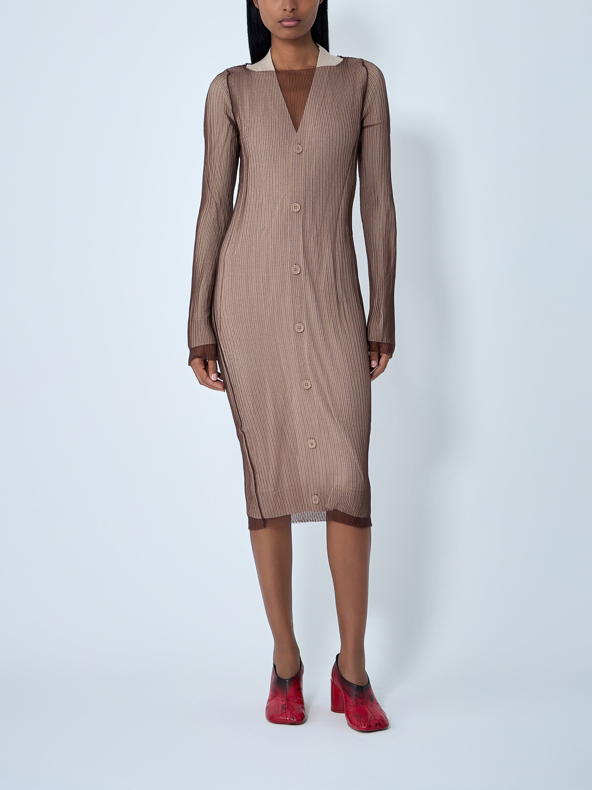 Layered cardigan dress