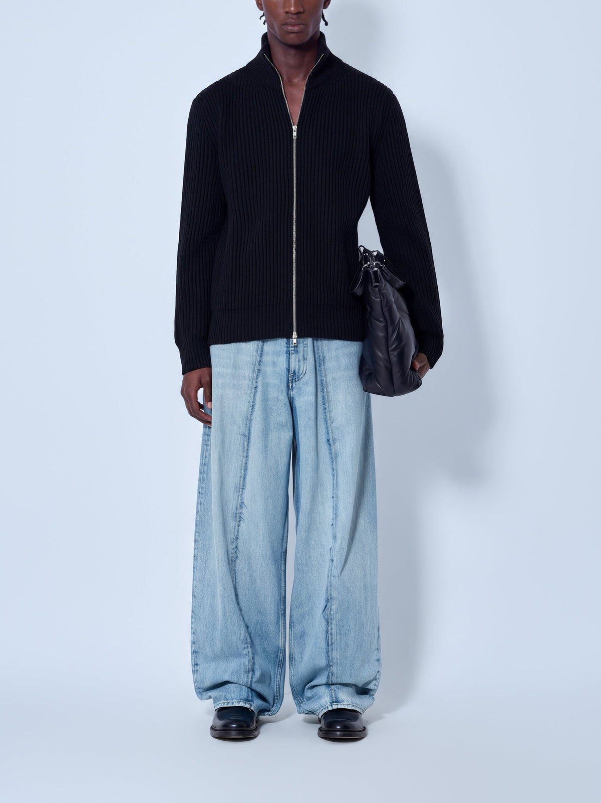 Ribbed zip-up cardigan
