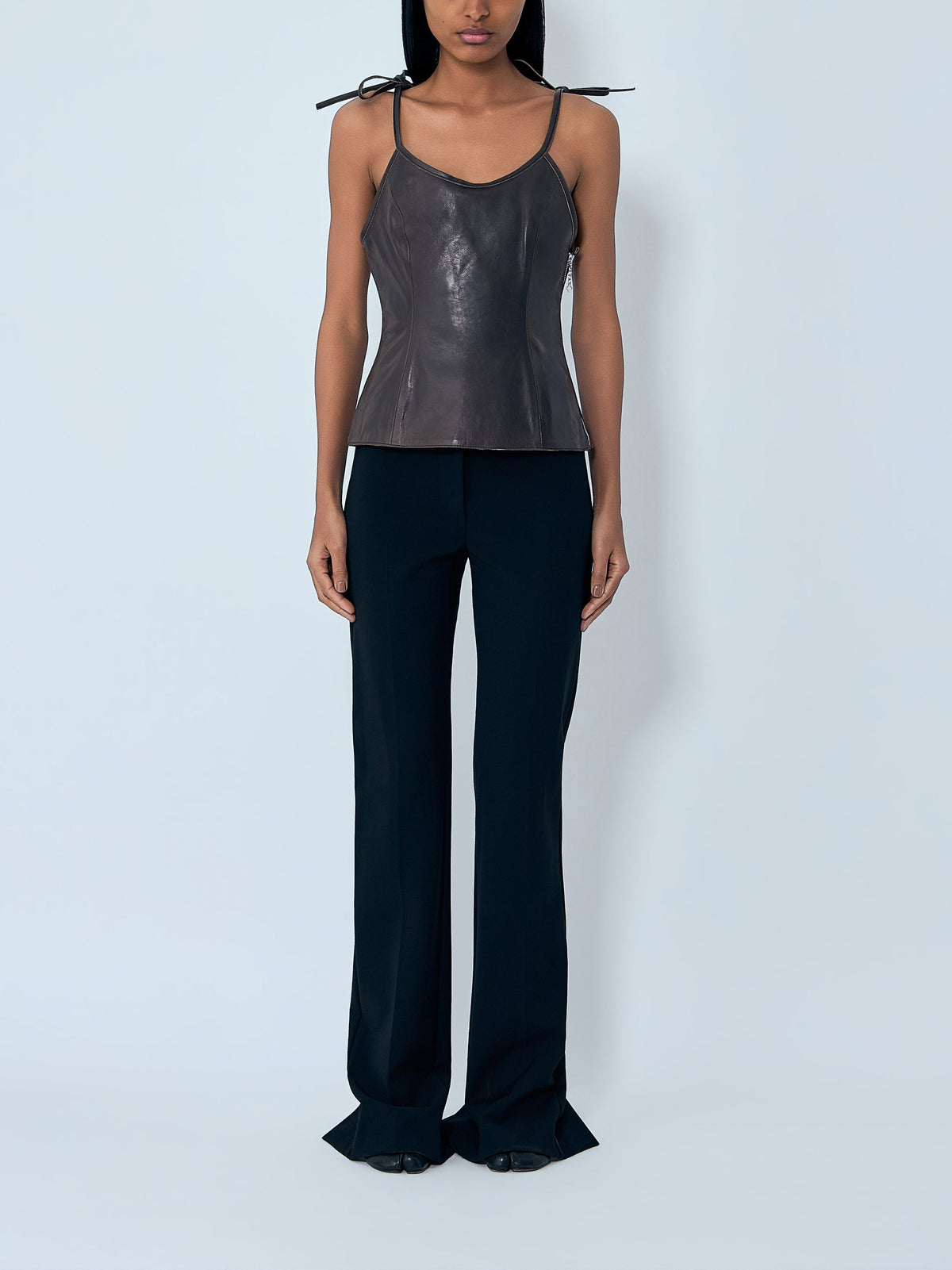 String leather tank top
