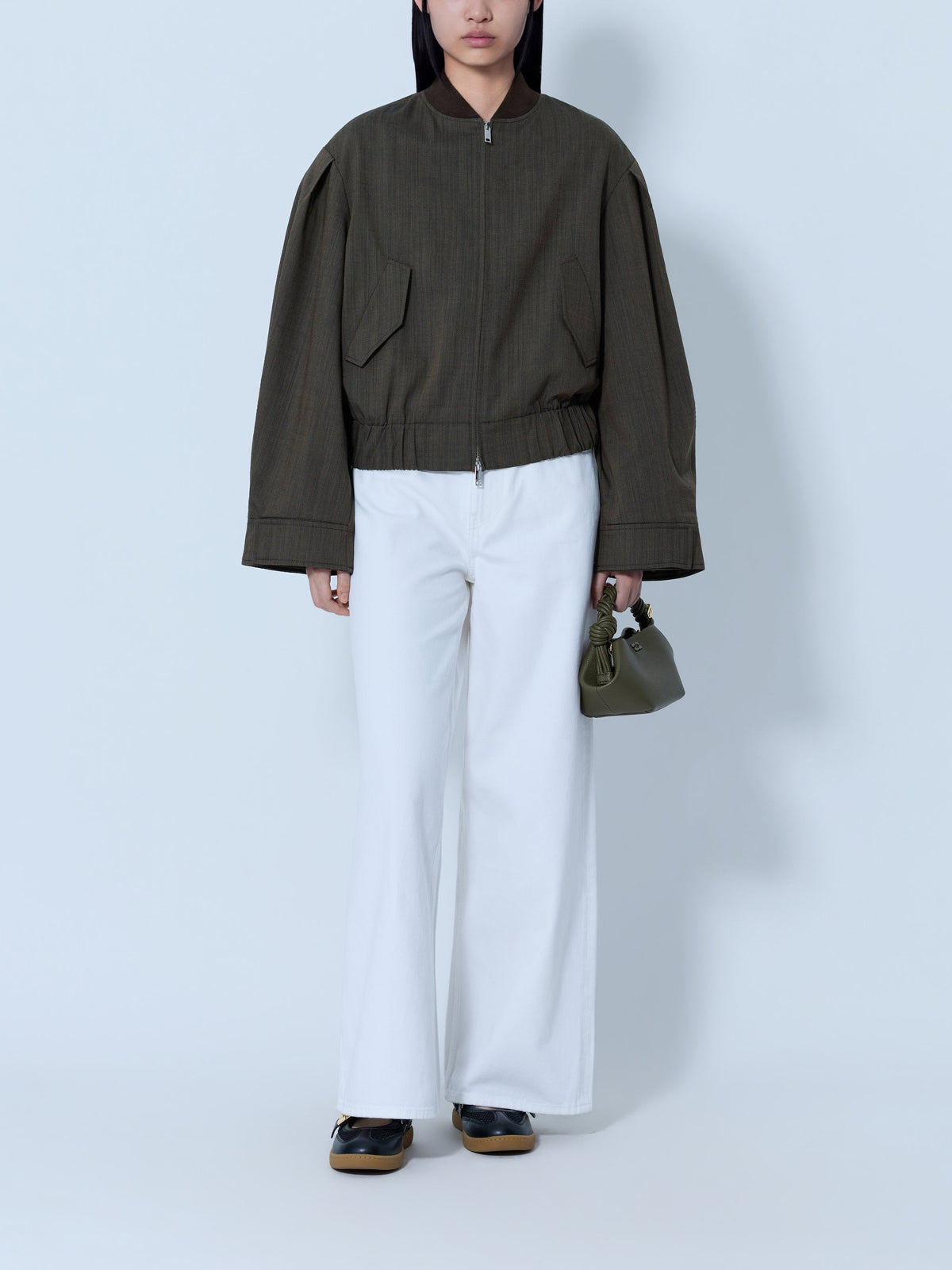 Light wool melange boxy jacket