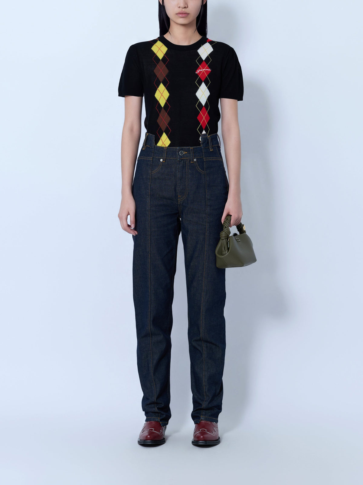 Light cotton argyle t-shirt