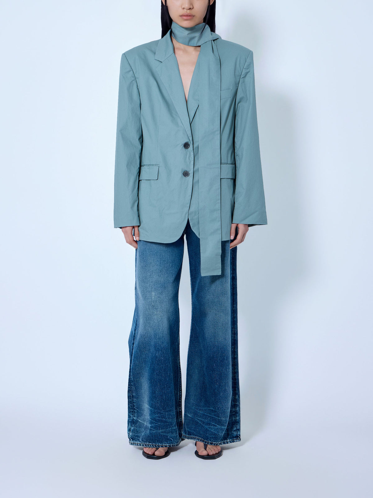 Suit jacket with scarf
