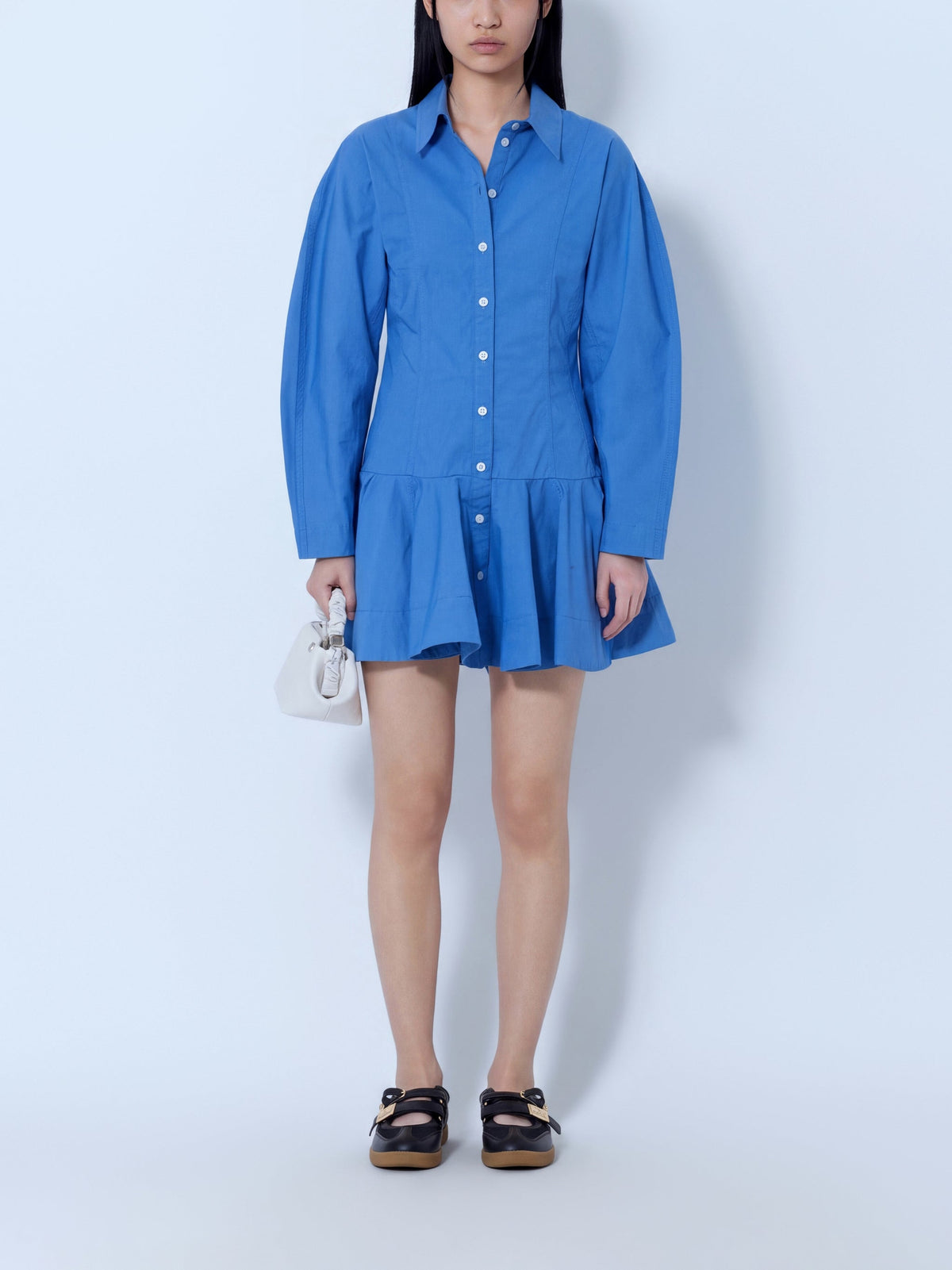 Stretch cotton mini shirt dress
