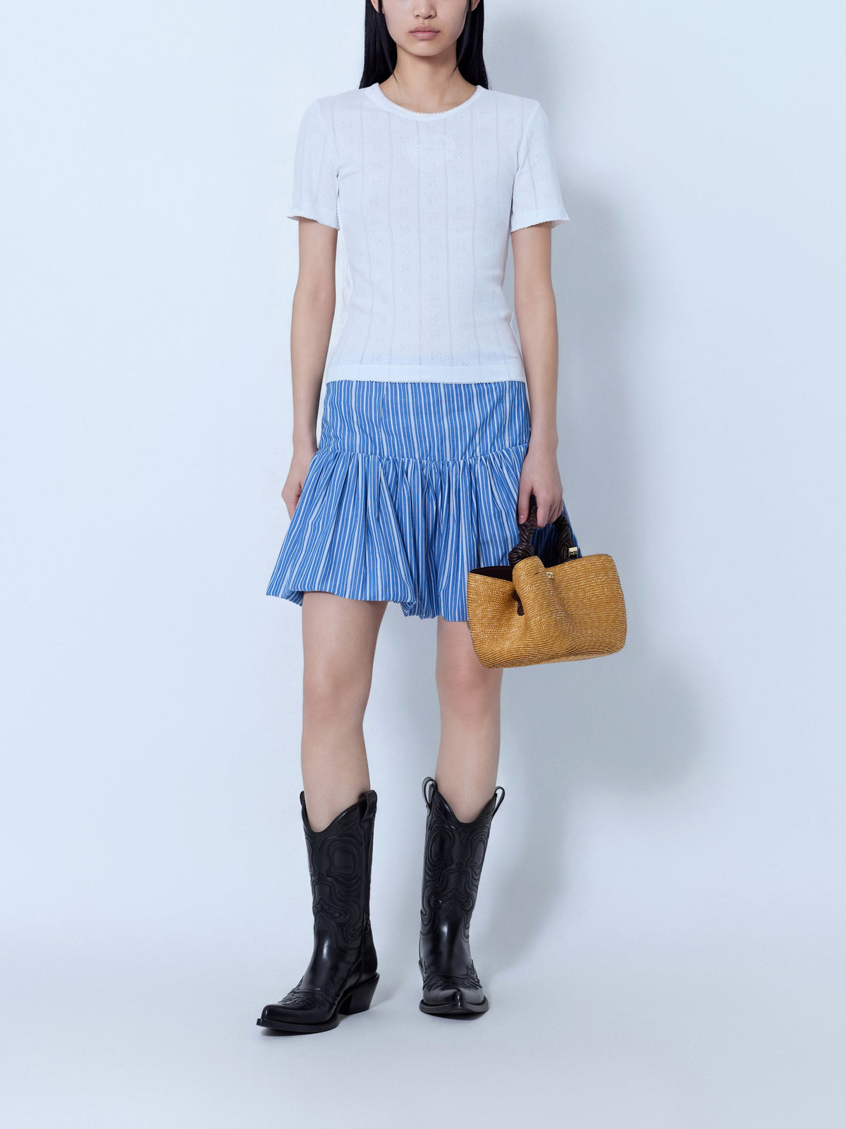 Compact pointelle rib tee