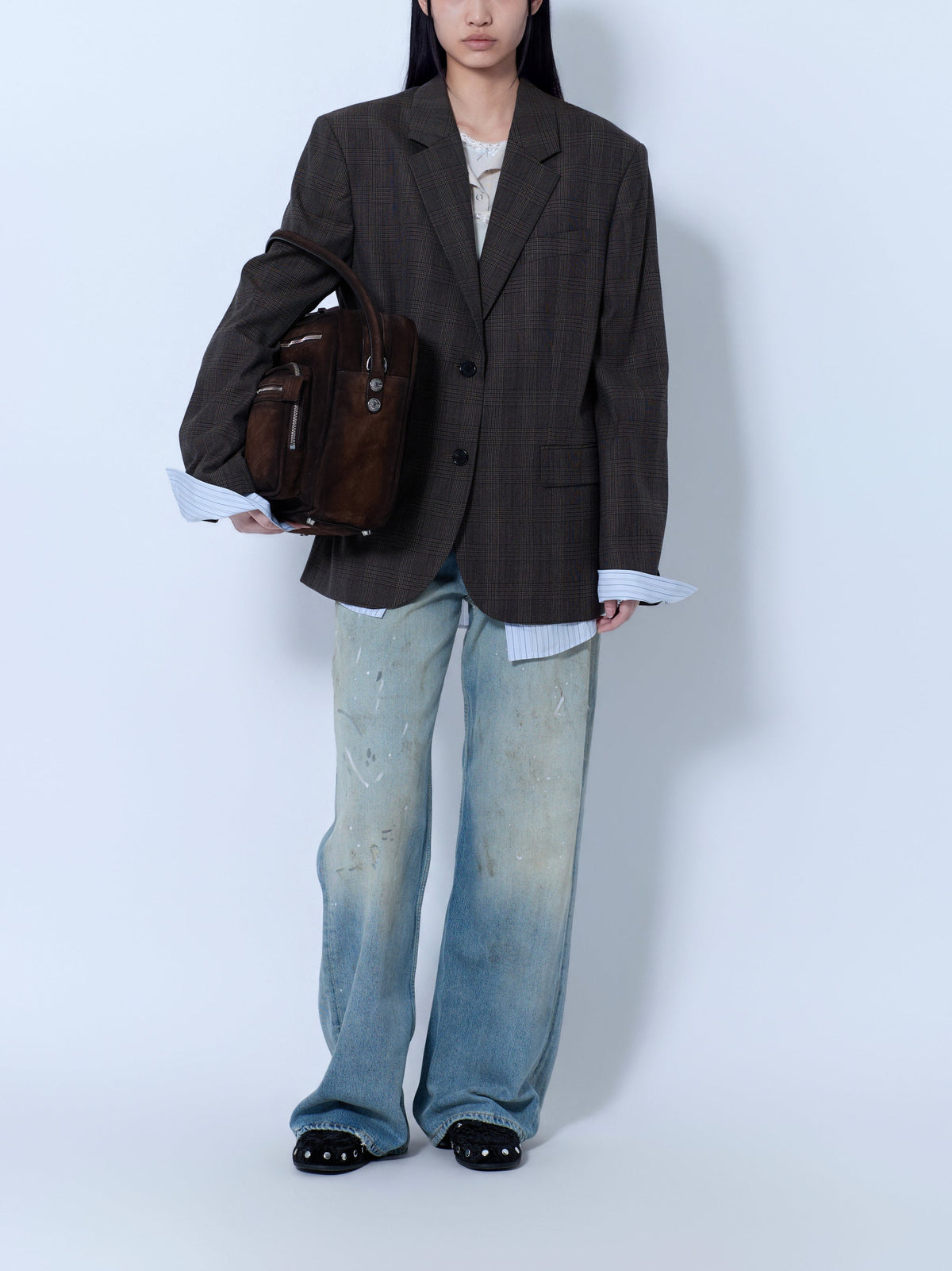 Checked wool blazer