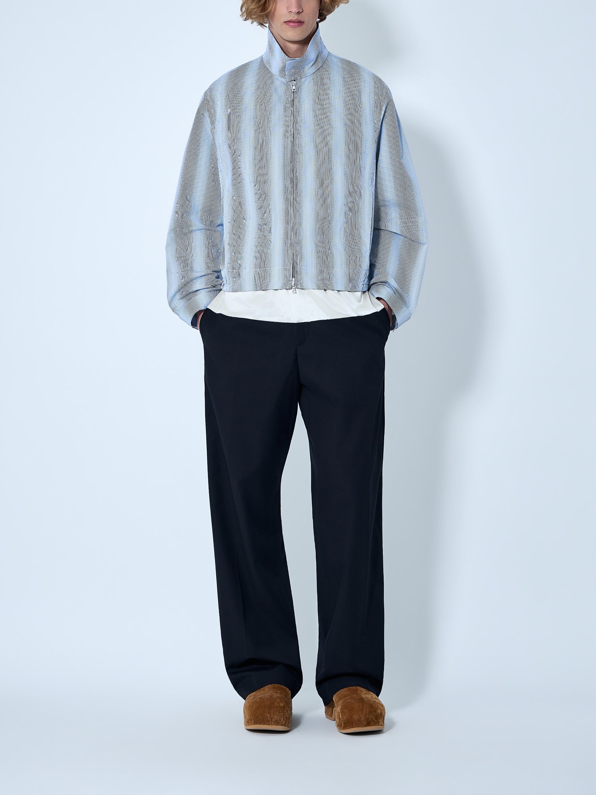 Striped zip-up jacket