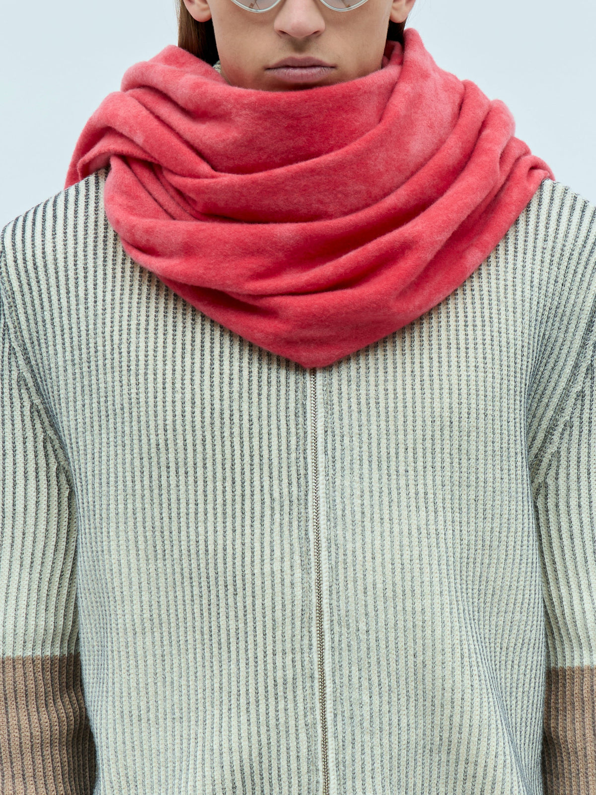 Narrow tie-dye wool scarf