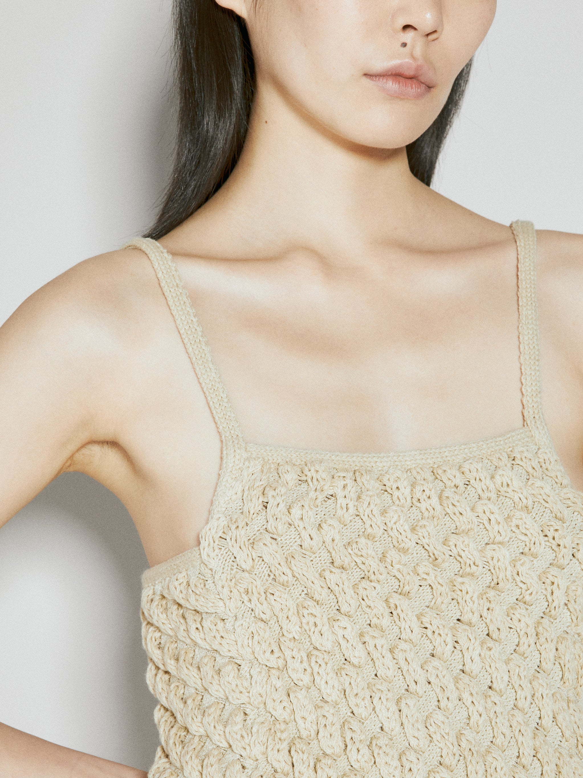 Sleeveless cereal knit dress