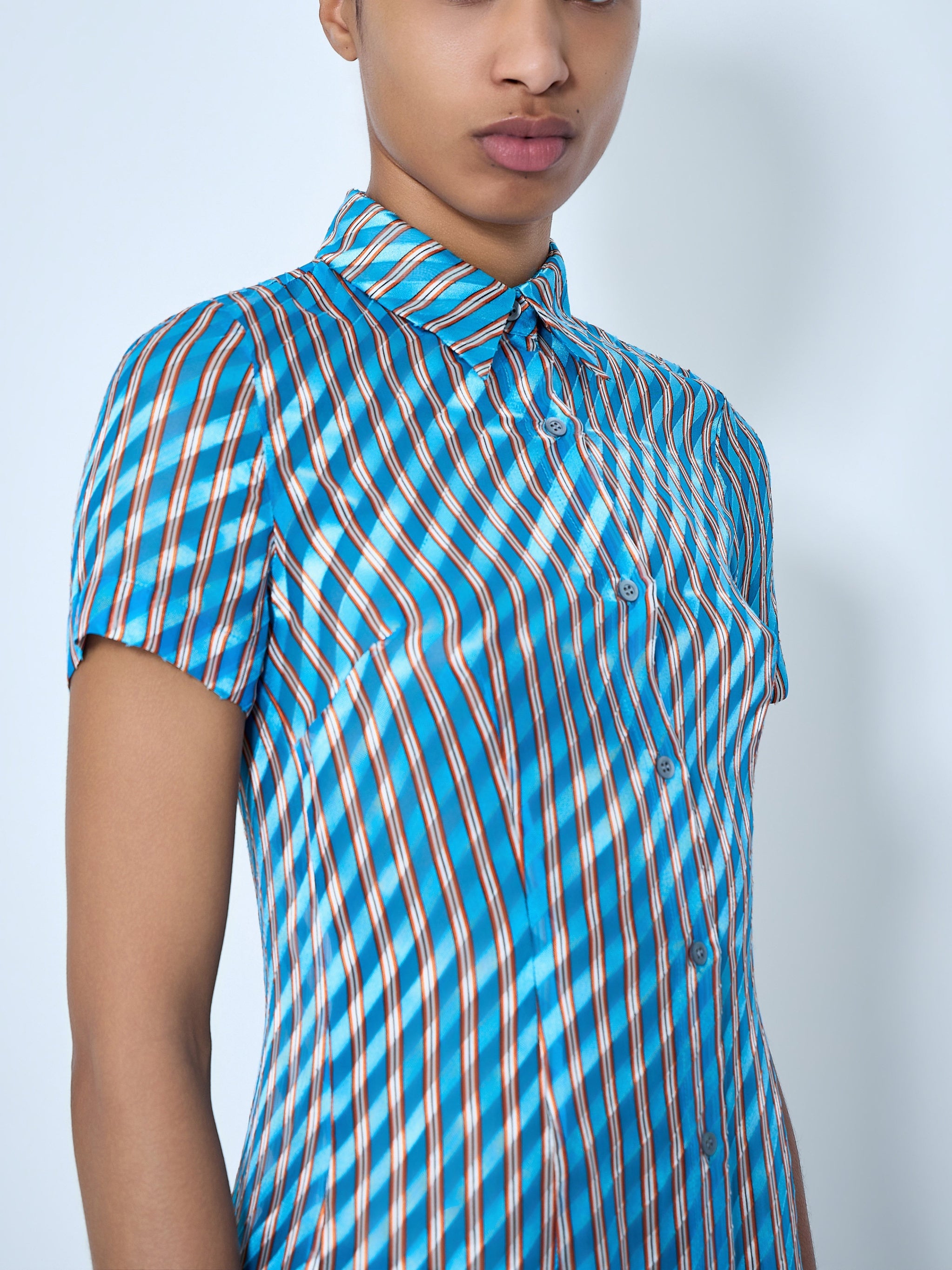 Striped midi shirt dress