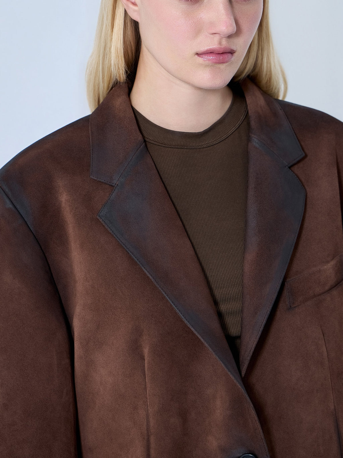 Distressed suede blazer