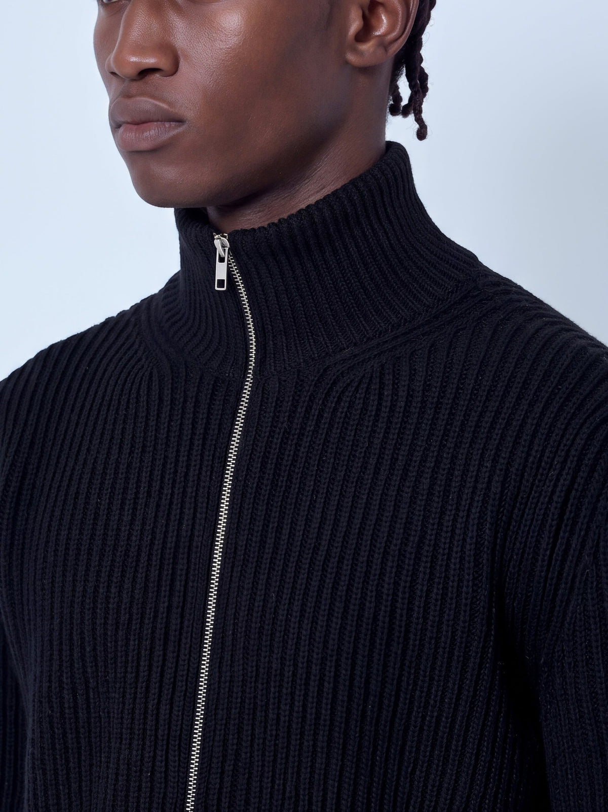 Ribbed zip-up cardigan