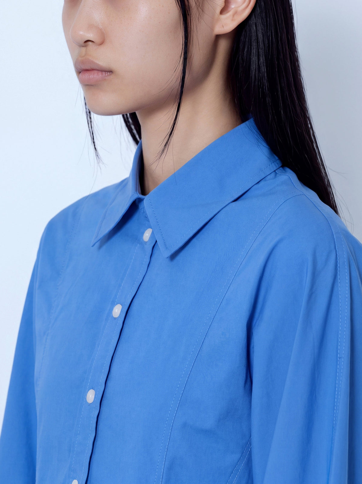 Stretch cotton mini shirt dress