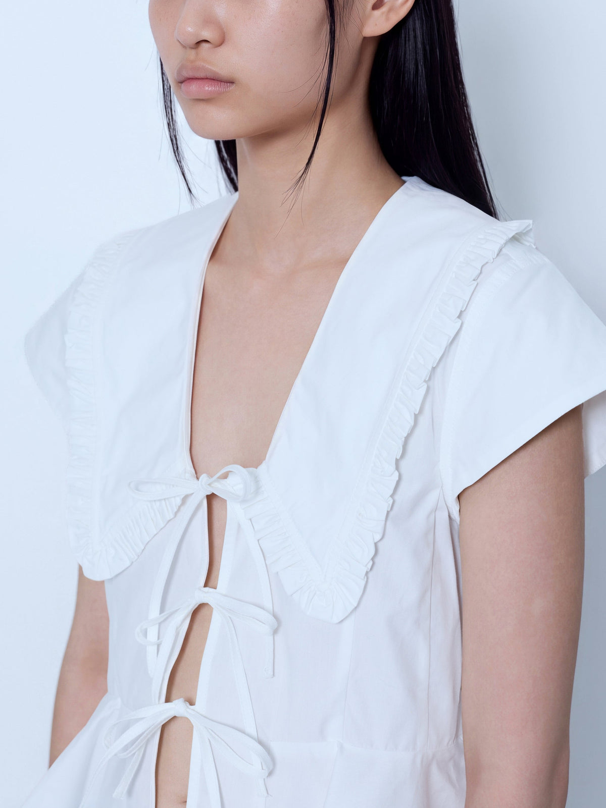 Compact poplin collar blouse