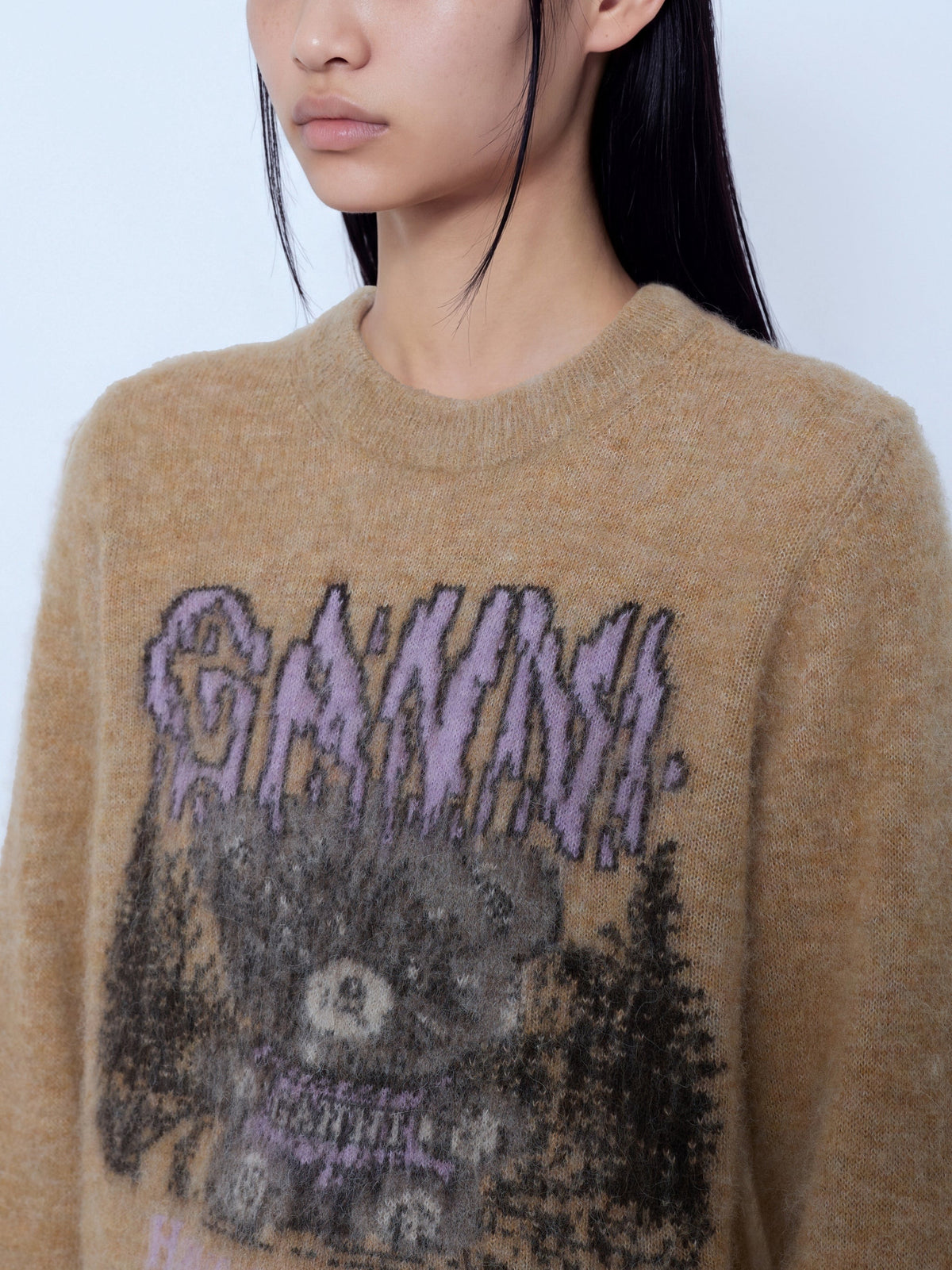 Brushed alpaca teddy sweater