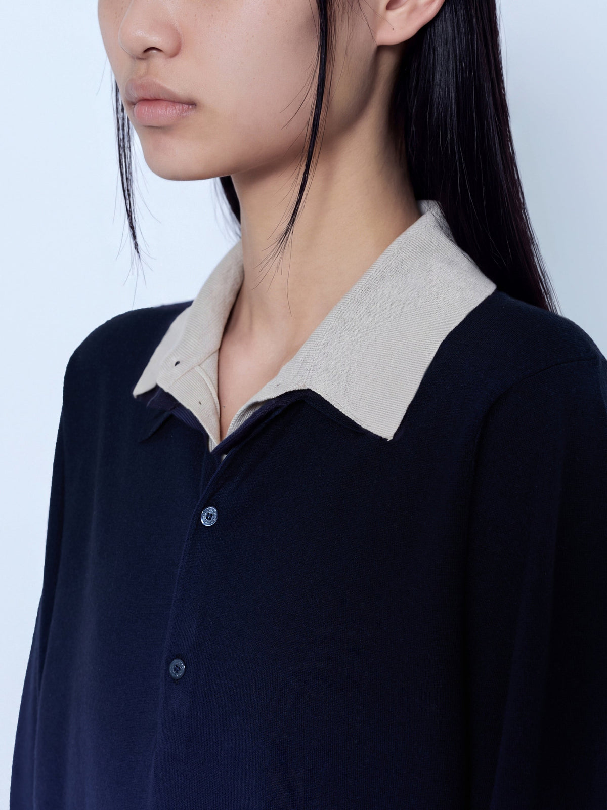 Silk blend polo knit