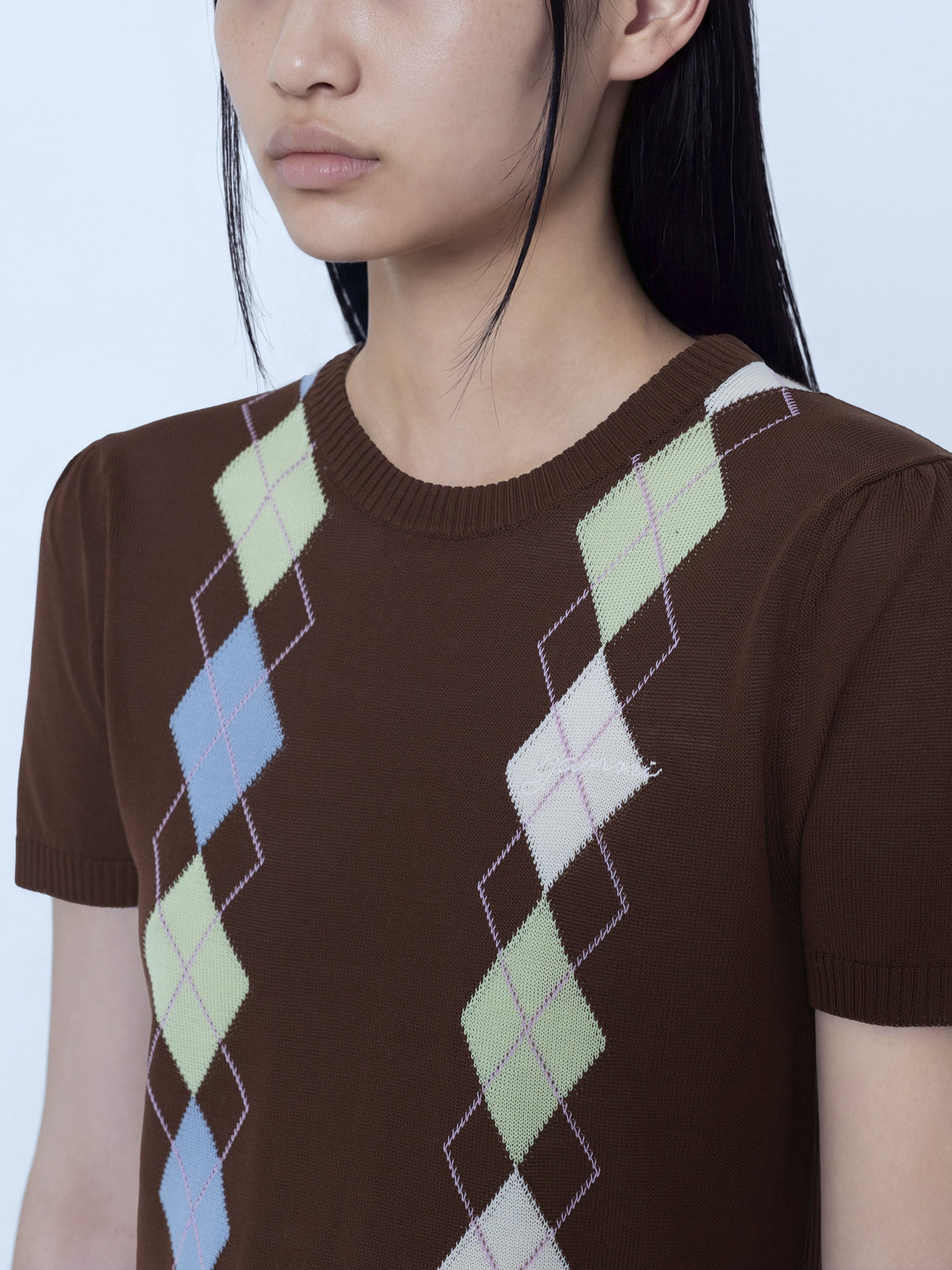 Light cotton argyle t-shirt