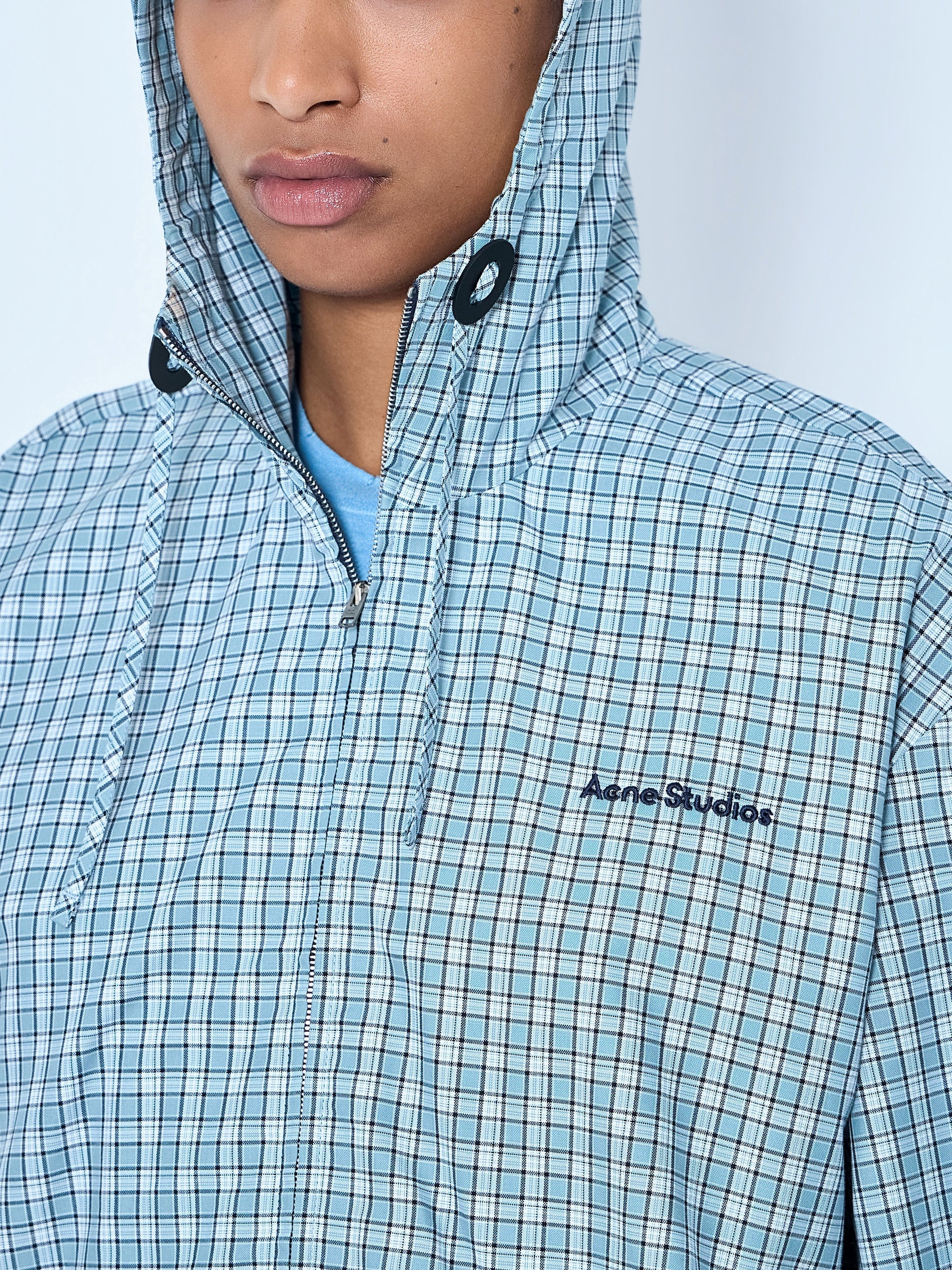 Hooded check jacket