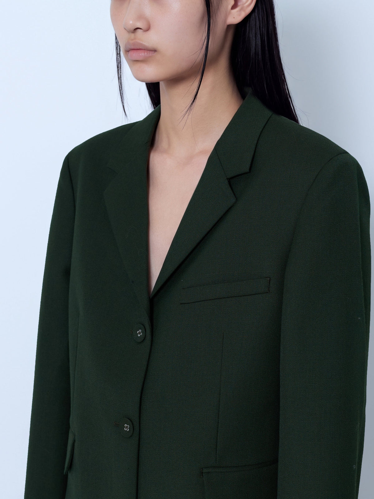 Single wool twill blazer
