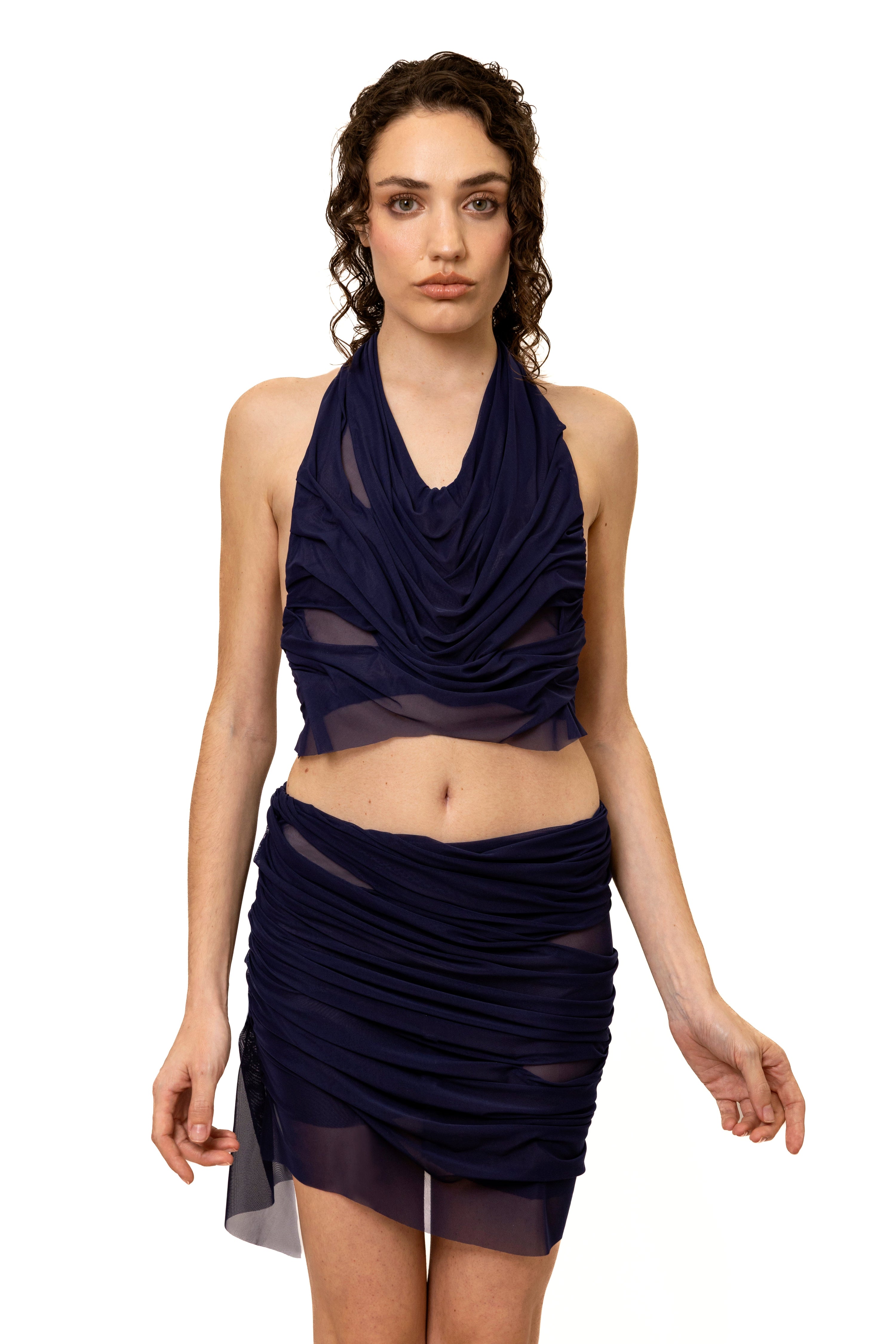 Wetlook halter neck top
