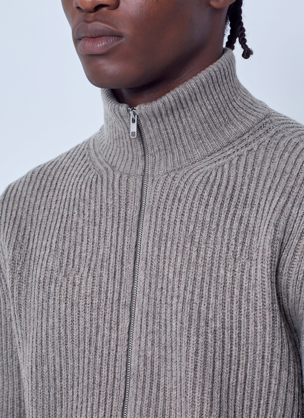 Ribbed zip-up sweater