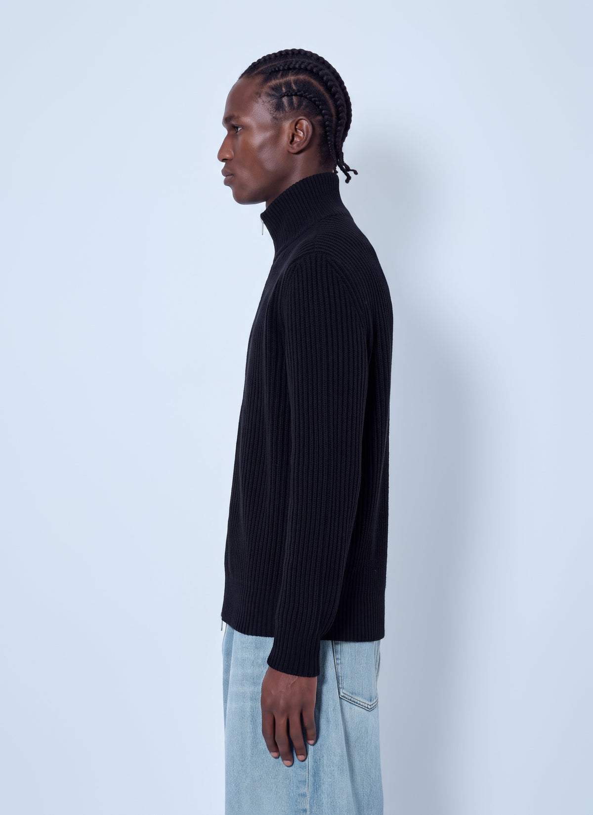 Ribbed zip-up cardigan