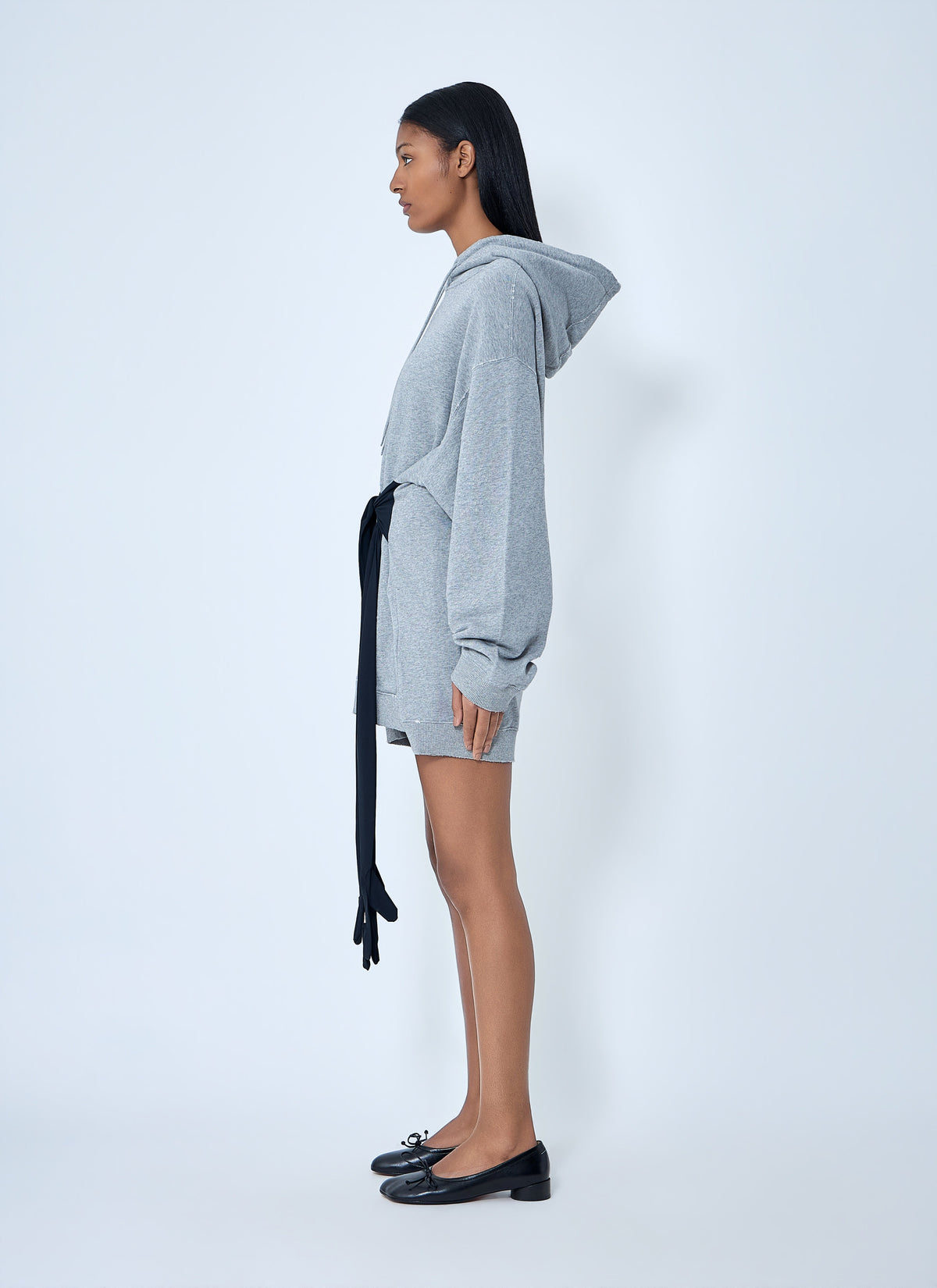 Hooded sweatshirt with attached sash