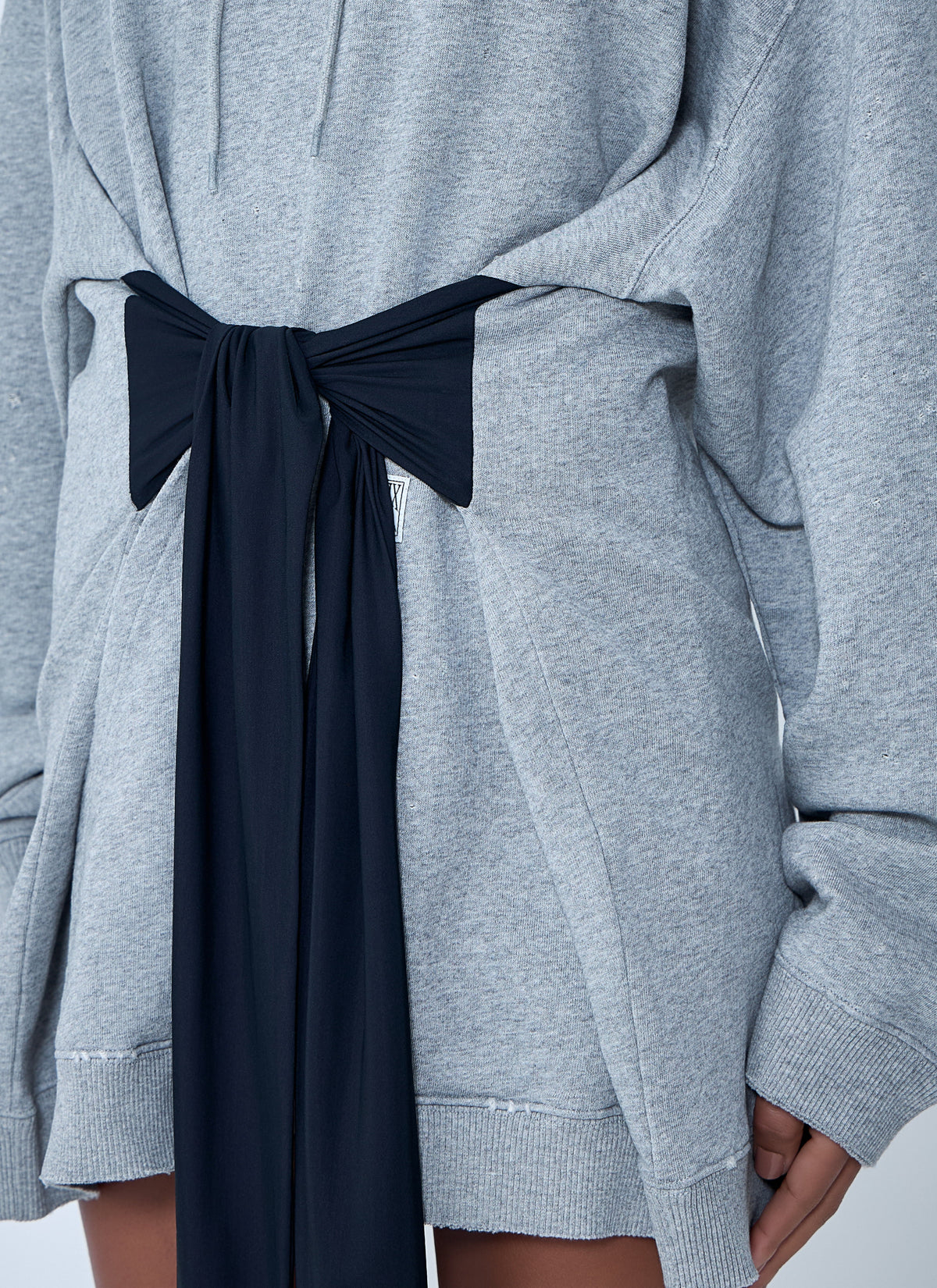 Hooded sweatshirt with attached sash