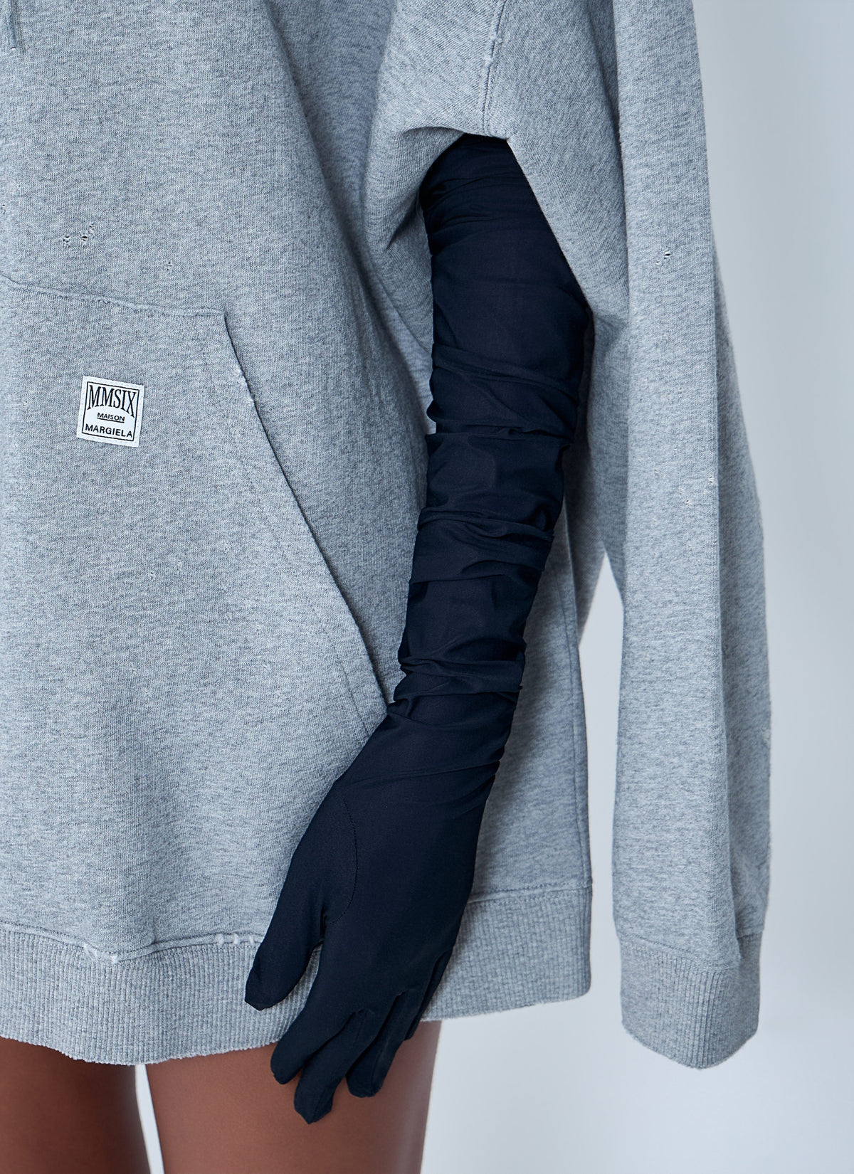 Hooded sweatshirt with attached sash