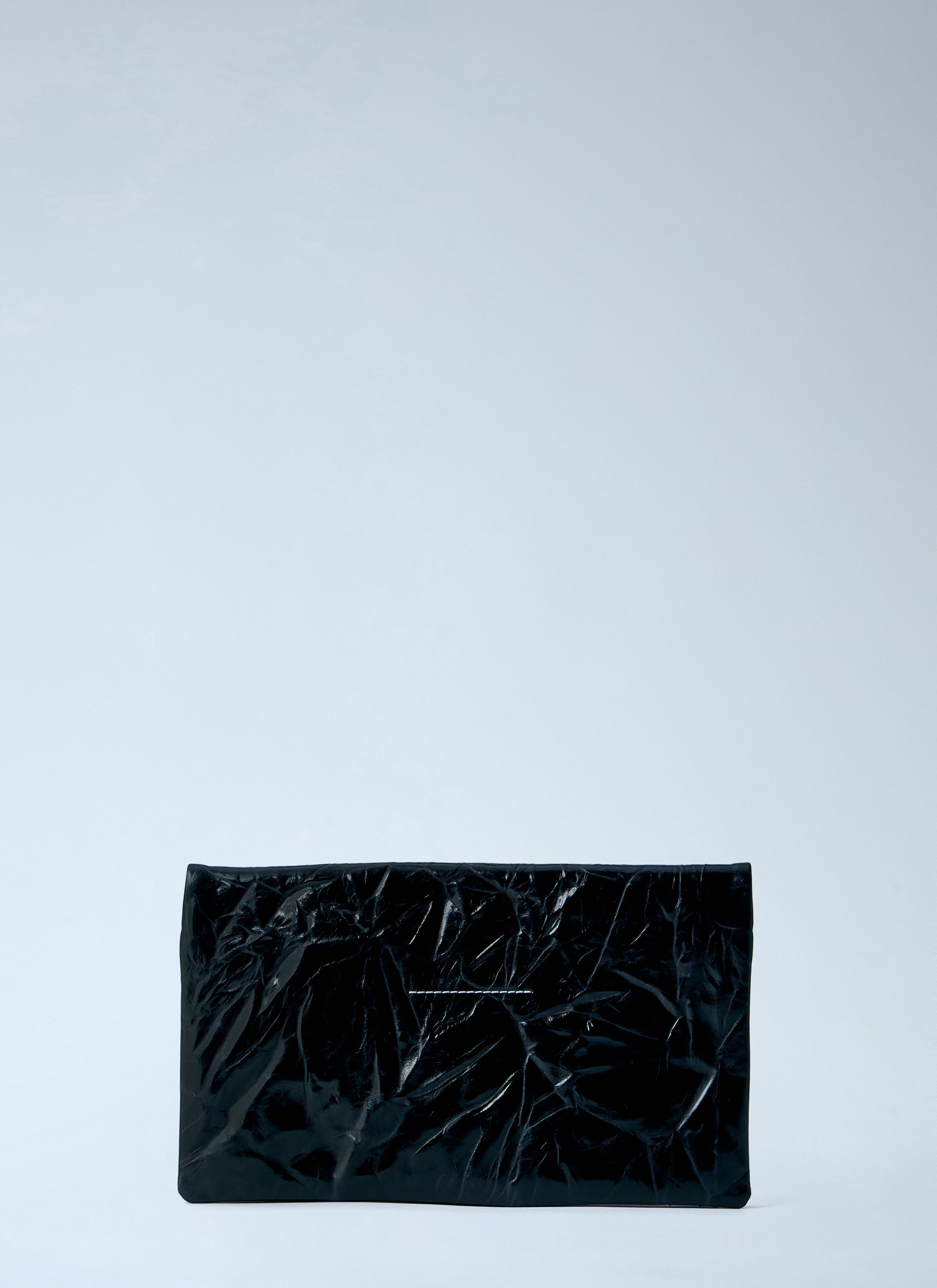 Single-stitch logo clutch bag