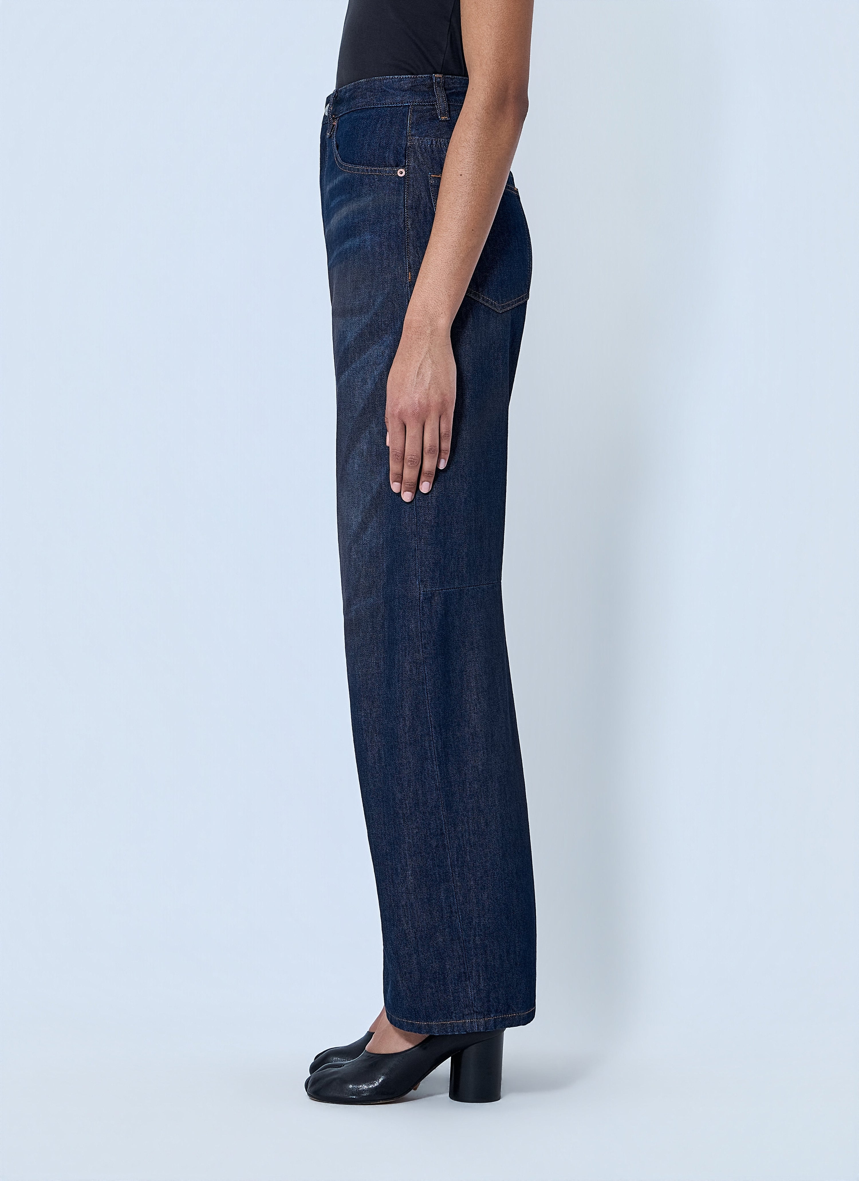 Wide-leg denim trousers