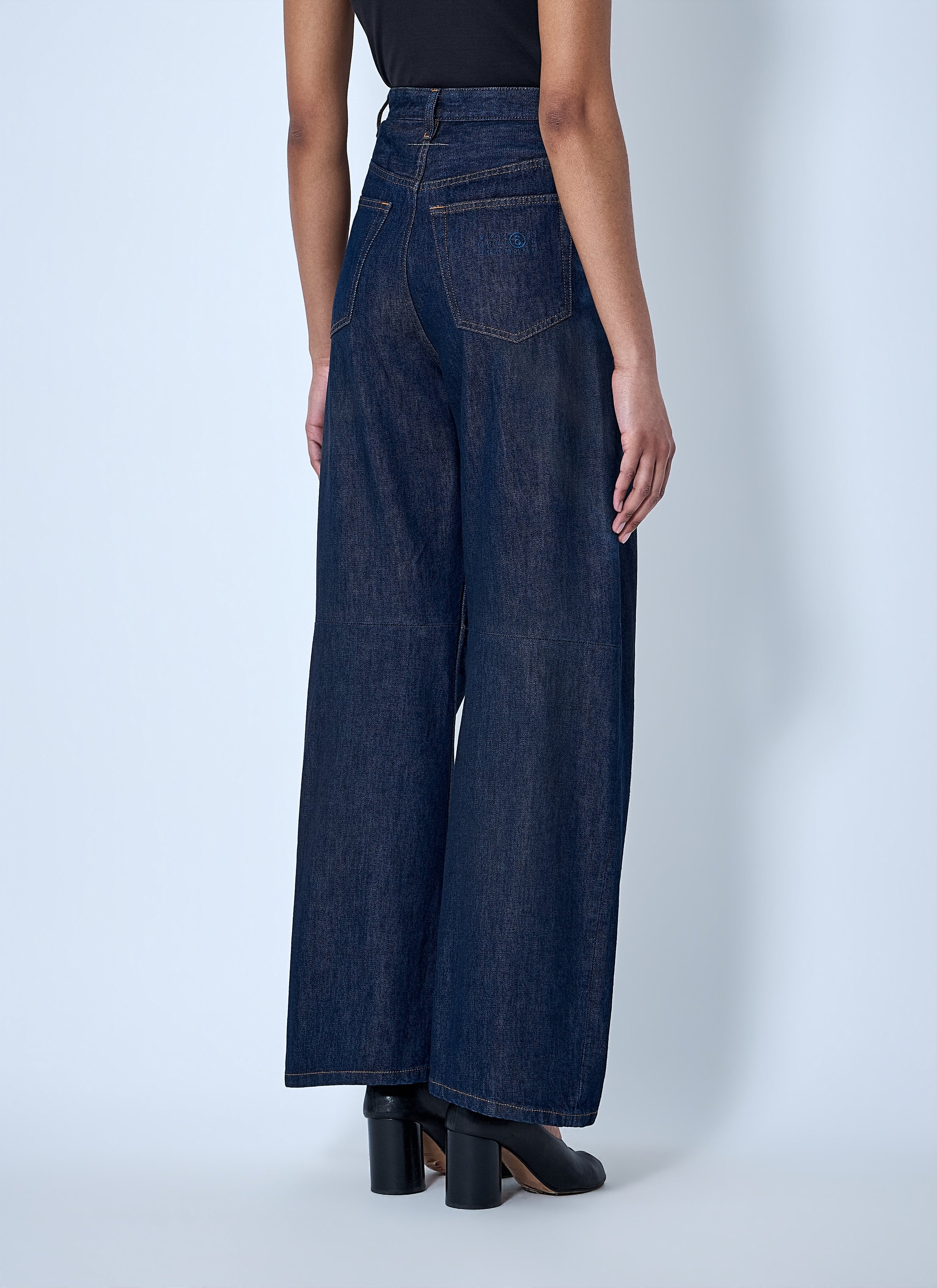 Wide-leg denim trousers